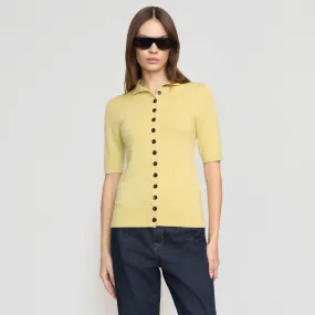 Charlotte Wool Button Short-Sleeve Sweater Chilly Weather Fashion