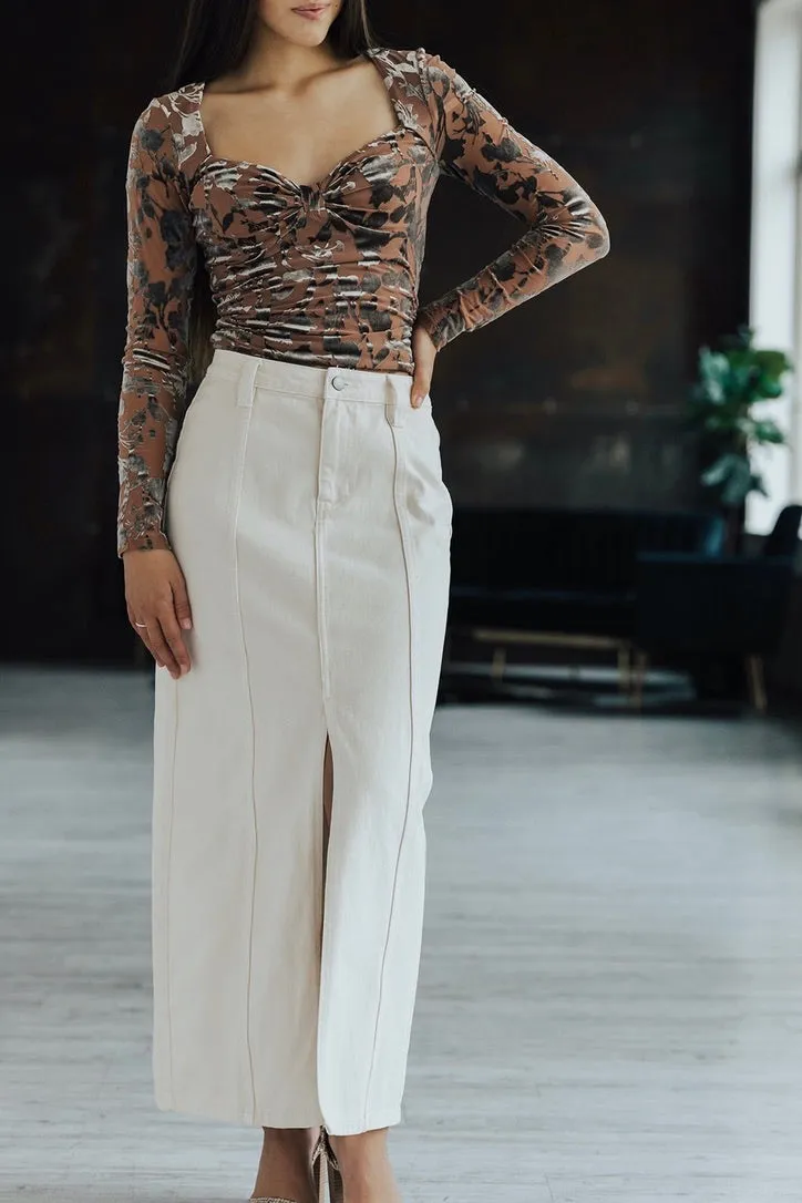 Mature Glam Cane Front Slit Maxi Skirt - FINAL SALE