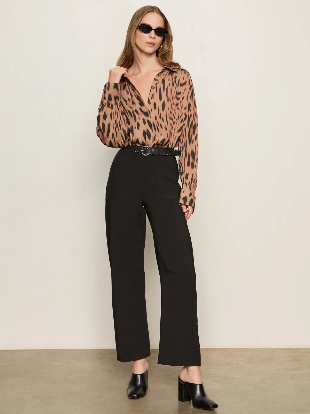 Charter Gab Barrel Pant Black Square Neck