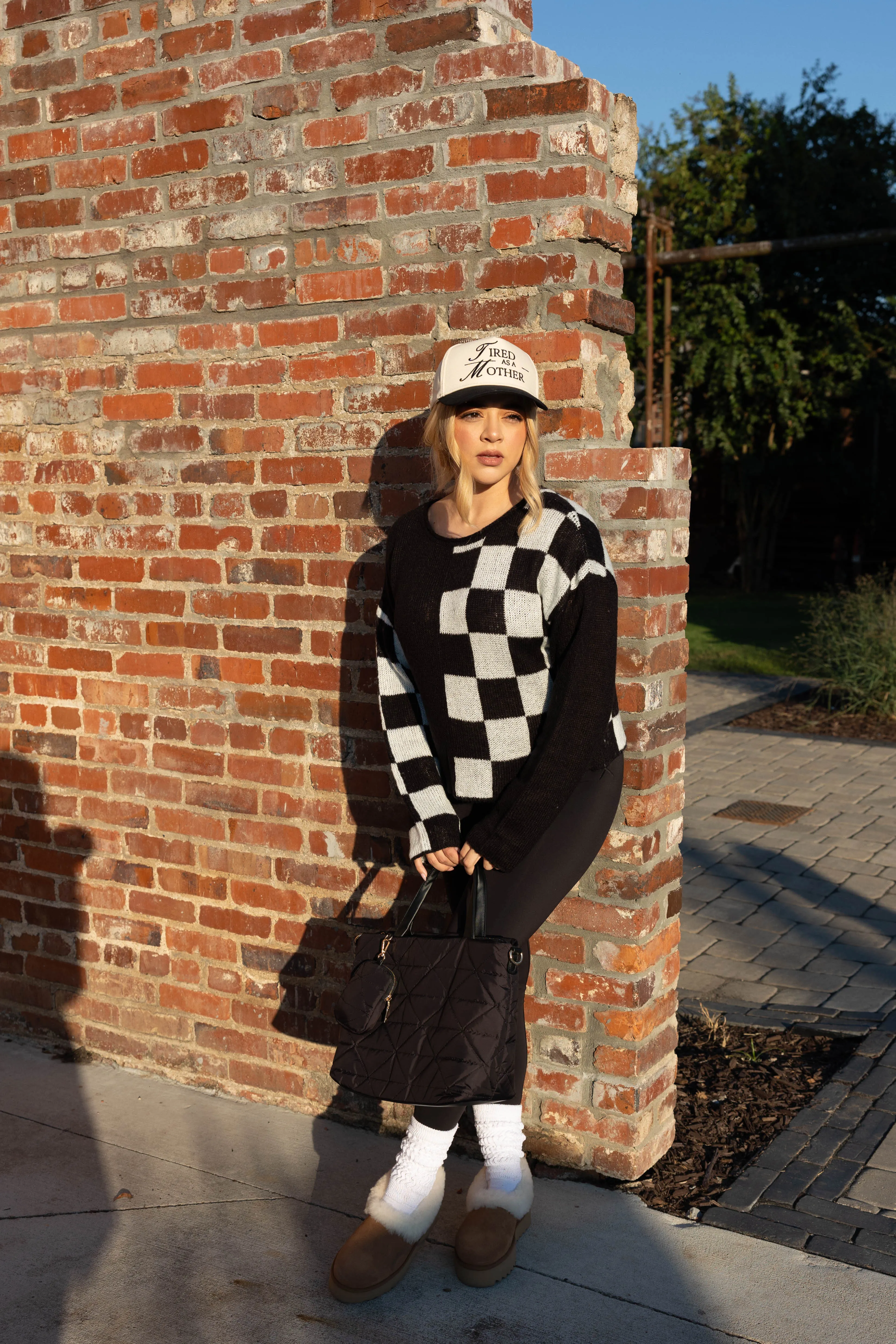 MinimalistCut Checkered Charm Sweater