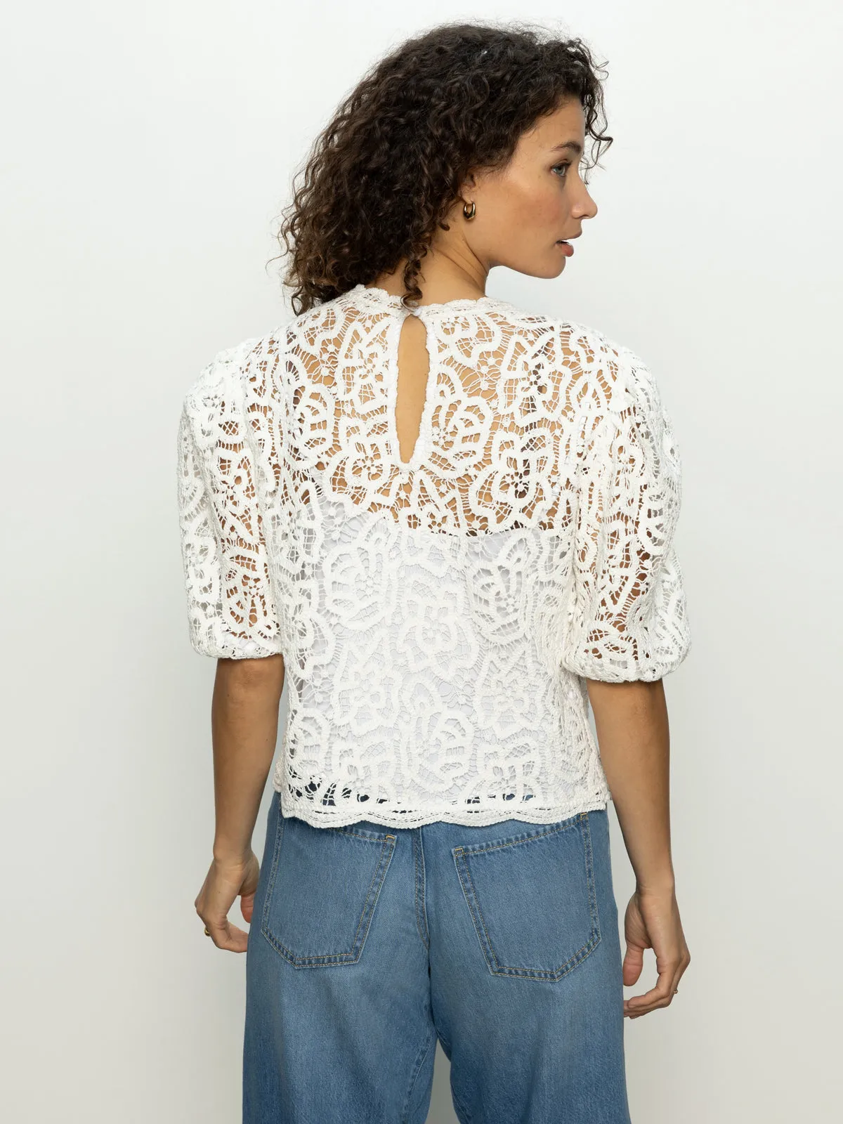 Cherished Lace Tee White Machine washable