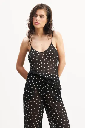 Temperature Regulating Fibers Chiffon V Neck Camisole Top -  Maxi Polka Dot