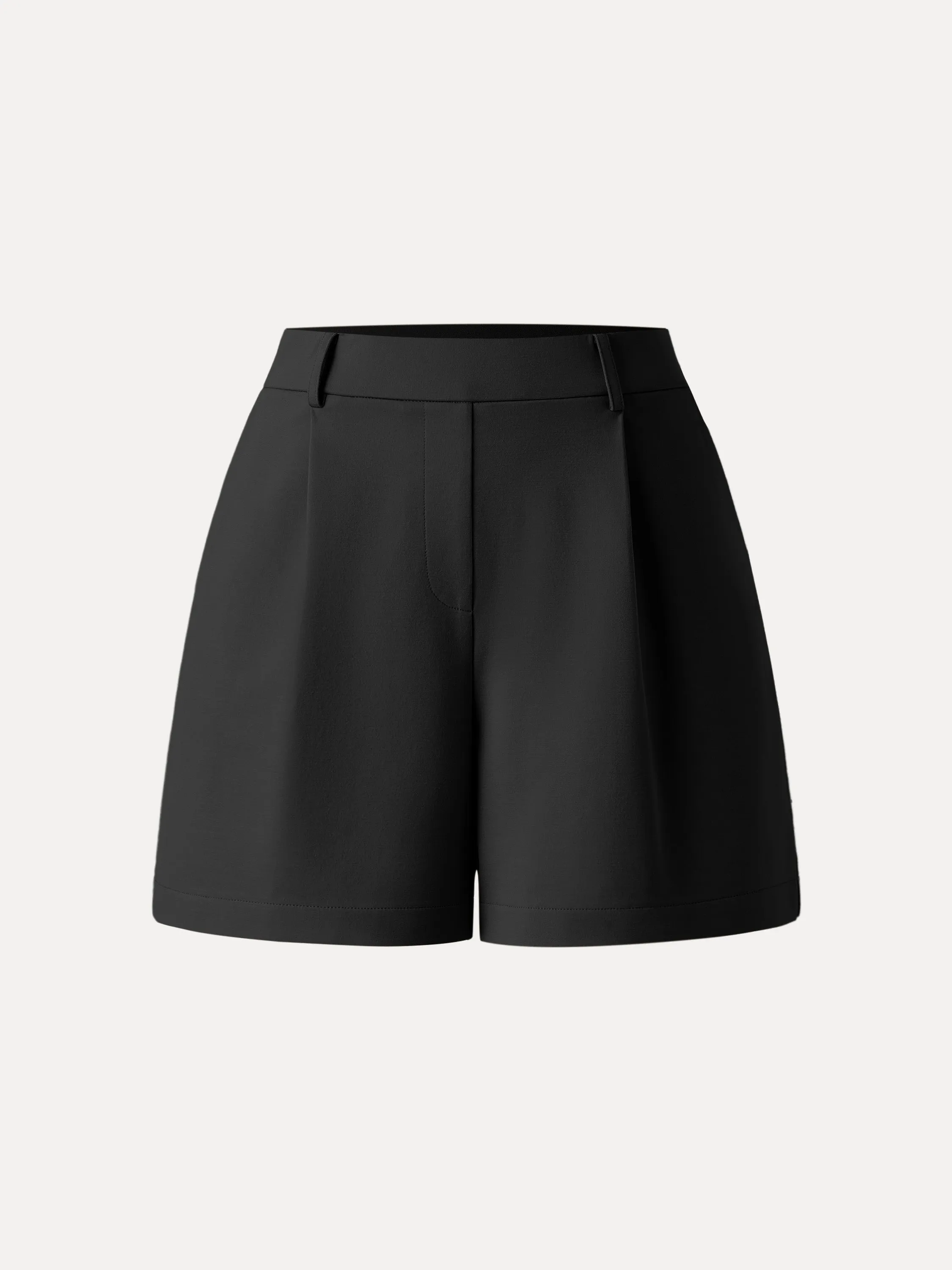 Timeless Wear Tapered Look Mid Rise Smart Pleated Pull-on Shorts with Pockets