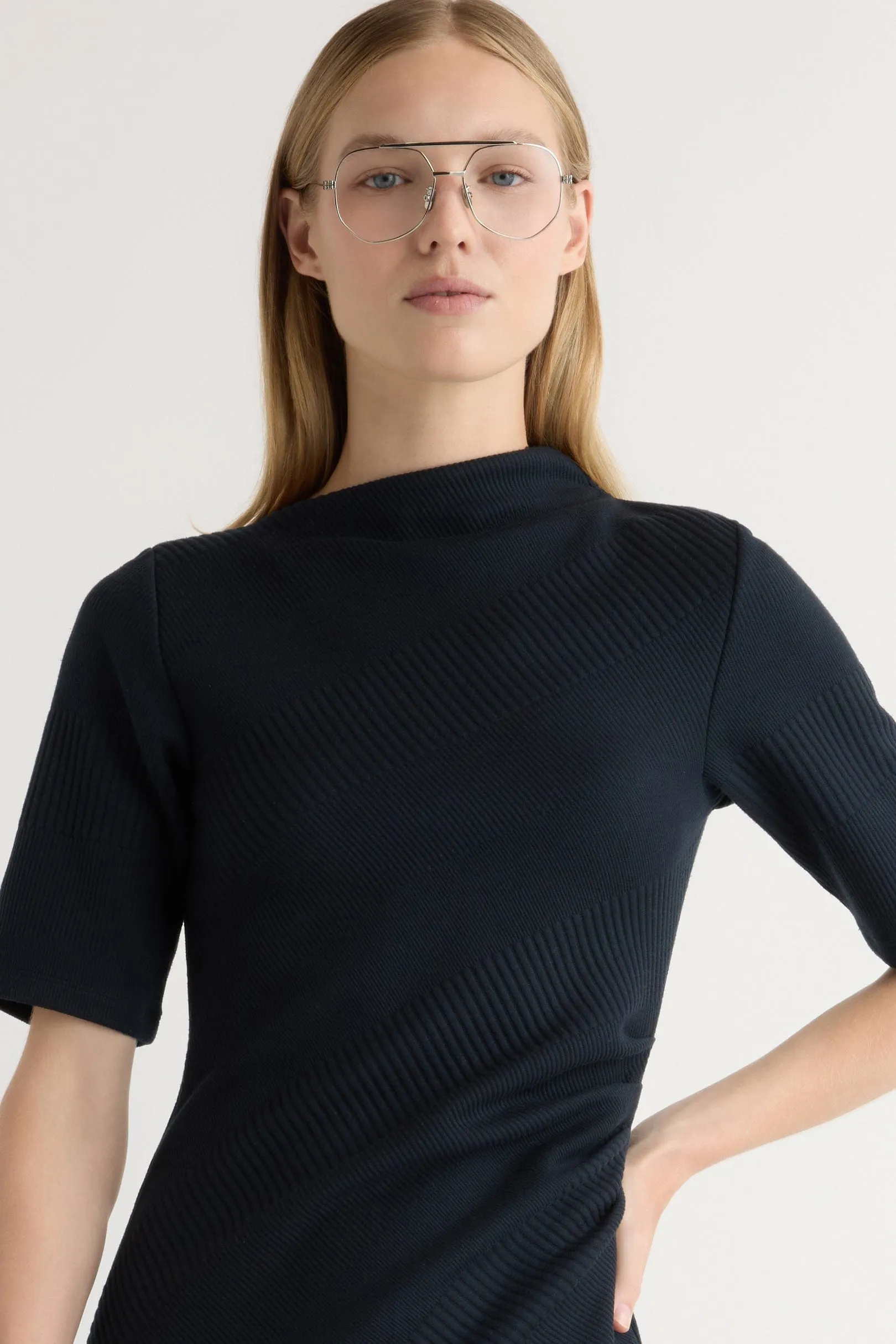 Street Ready Light Motion Evie Ribbed-Knit Jersey Dress