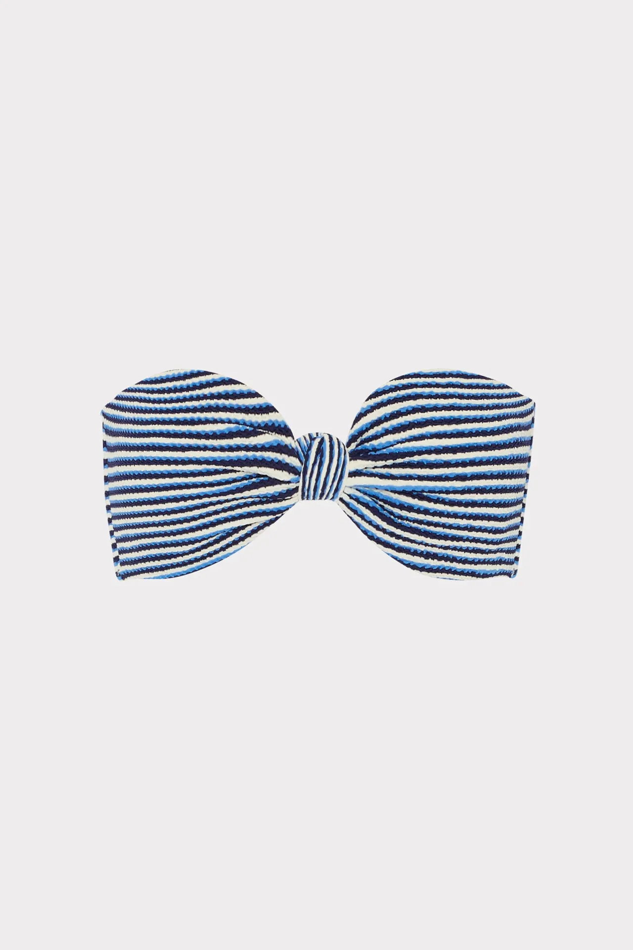 Sunscreen Compatible Poolside-Chic Textured Stripe Knot Bandeau Top