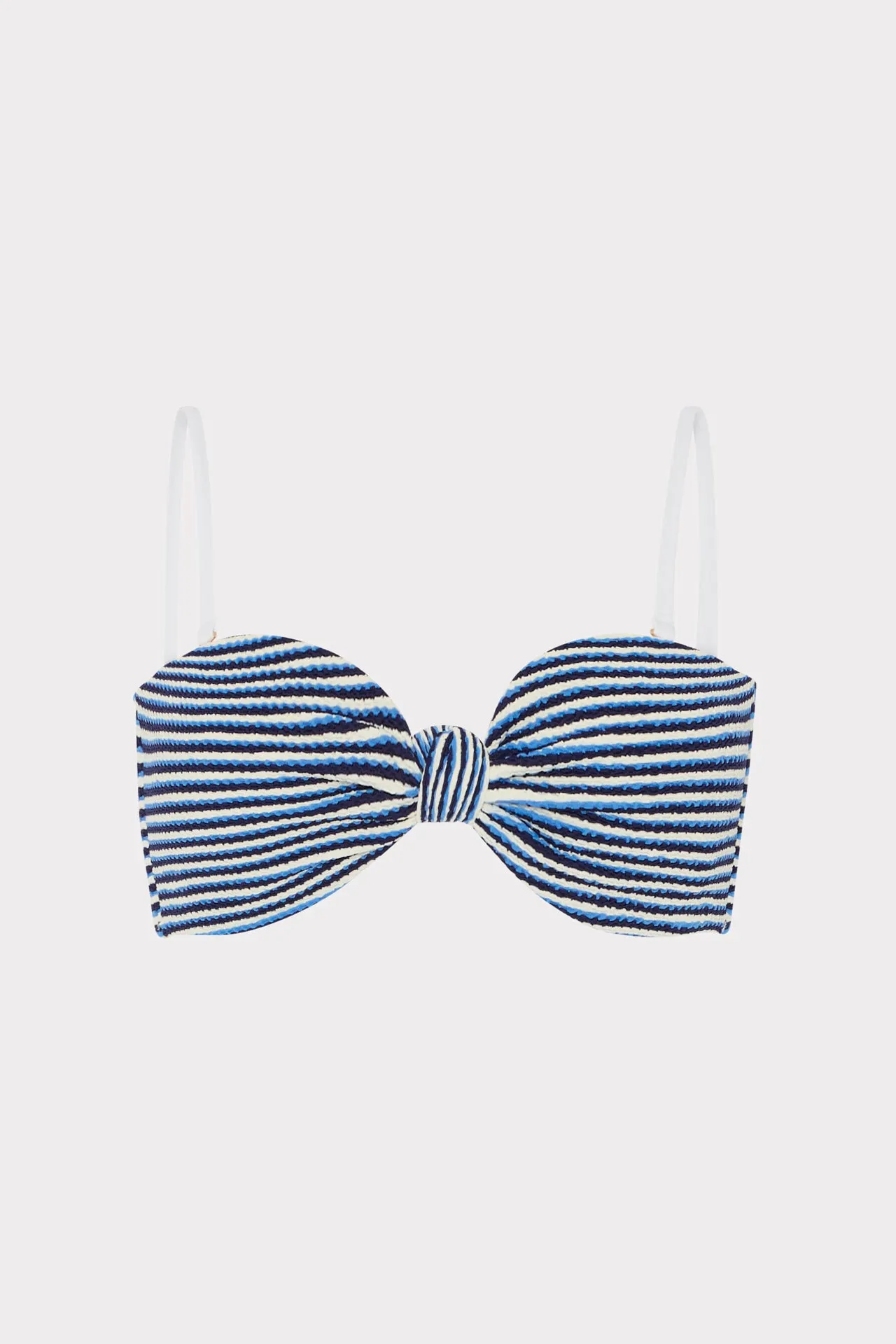 Oceanic Theme Contoured Fit Engineering Textured Stripe Knot Bandeau Top