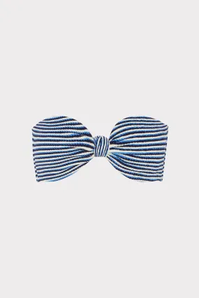 Textured Stripe Knot Bandeau Top Breathable mesh