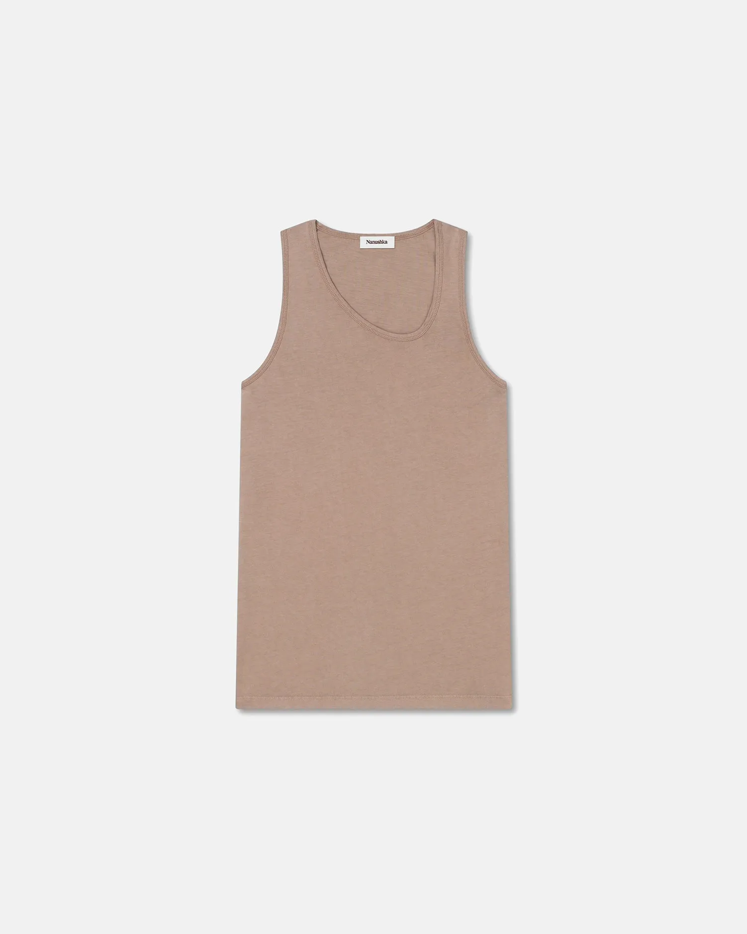 Aziz - Organically Grown Cotton Tank Top - Nut HighNeckline Relaxed Blouse