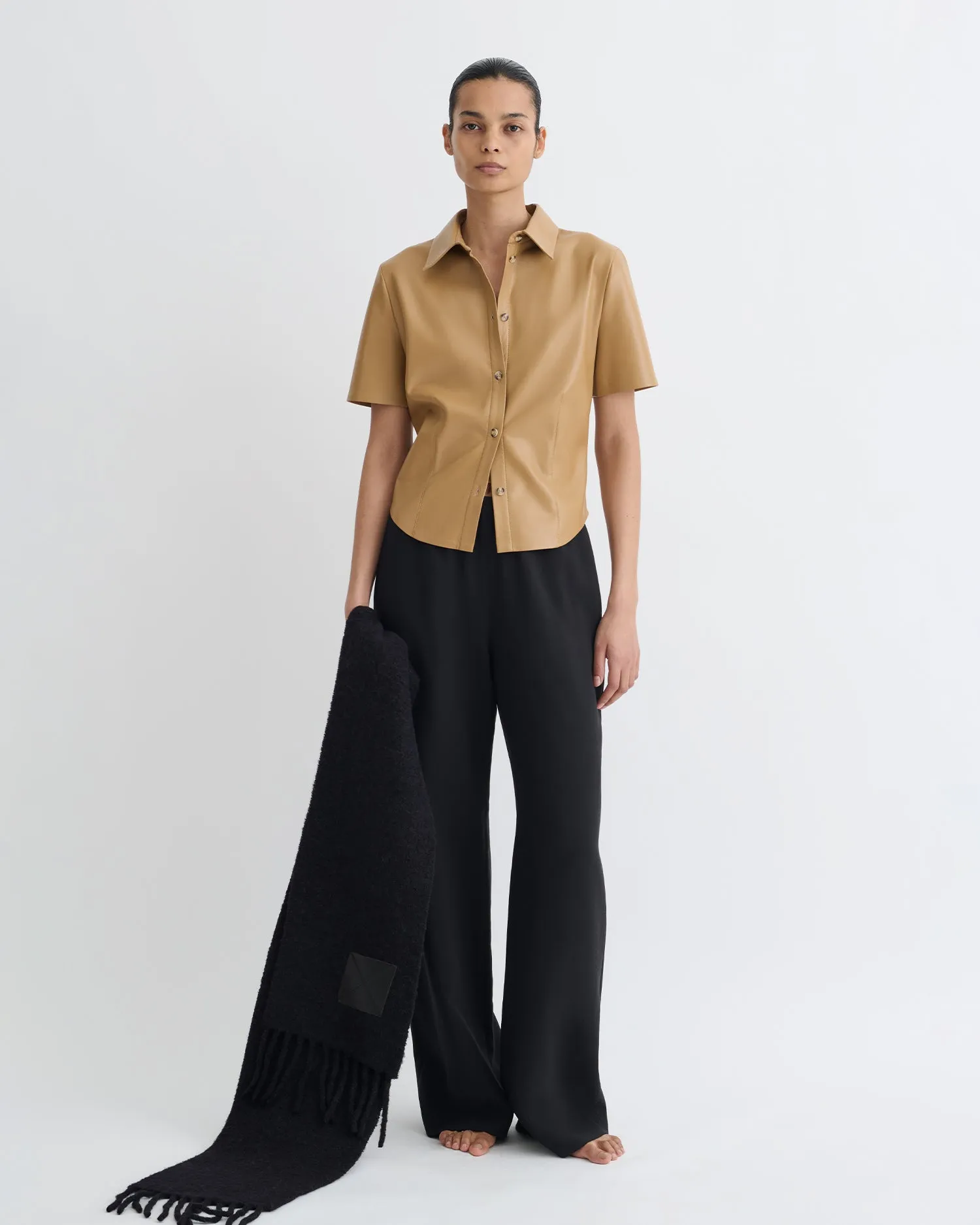 Clare - Okobor?Alt-Leather Shirt - Oak Stylish Dress