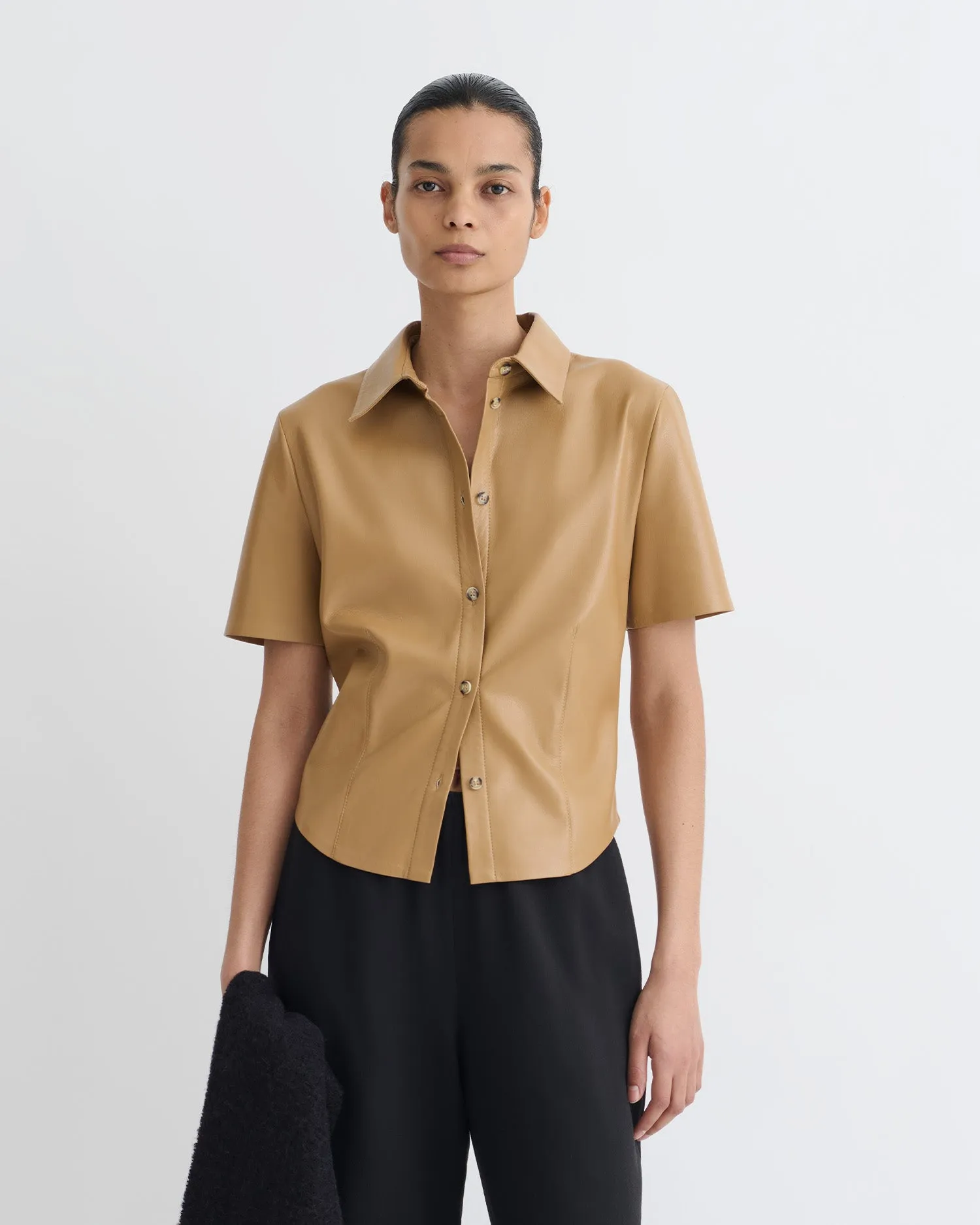 Clare - Okobor?Alt-Leather Shirt - Oak MoistureManagementSystem Sporty Cardigan