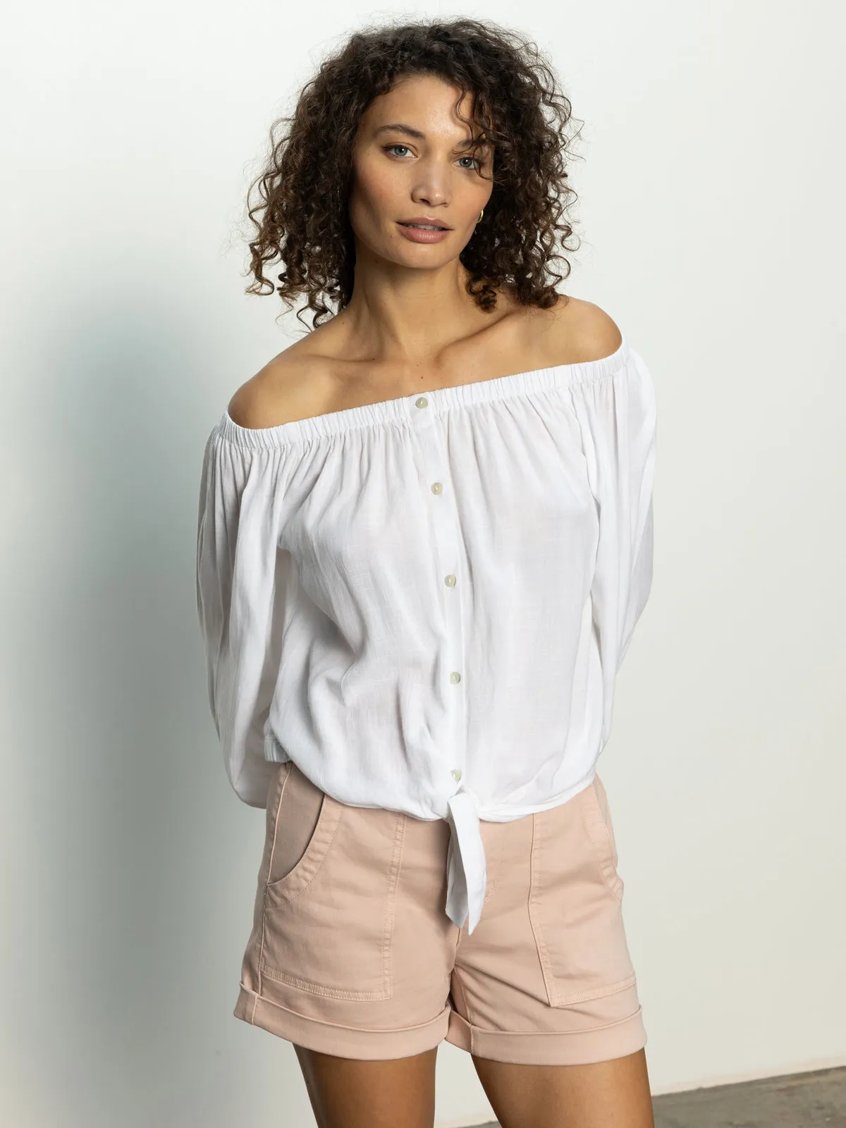 Chilly Day Comfort Ballet Tie Top White