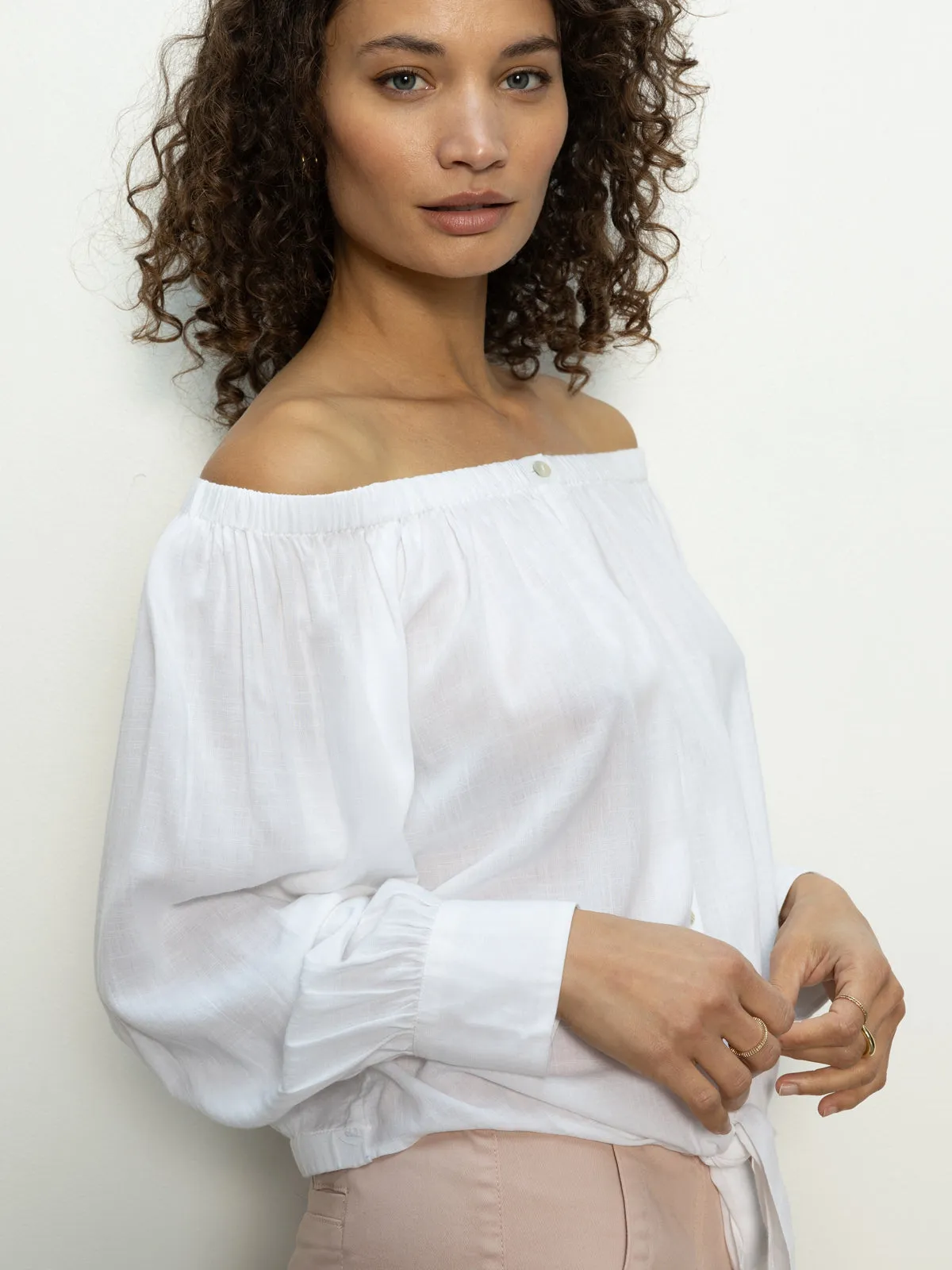 Fashion Statement Ballet Tie Top White