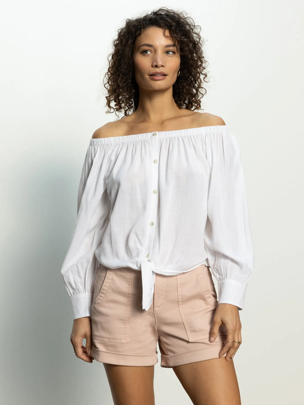 DoubleLayered LightReflective Ballet Tie Top White
