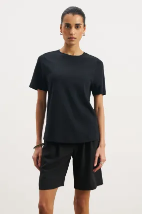 Reinforced Neckline Classic Regular T Shirt - Black