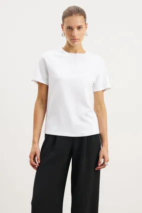 Classic Regular T Shirt - White OdorResistantFinish Contrast Stitch Accent