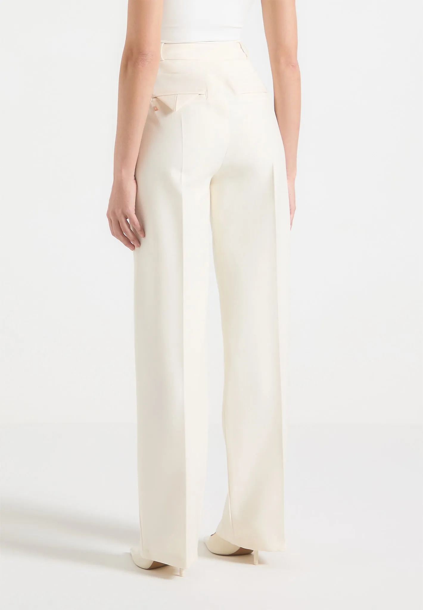 Elegant Finish Julie - Tailored Twin Pleat Trousers - Cream