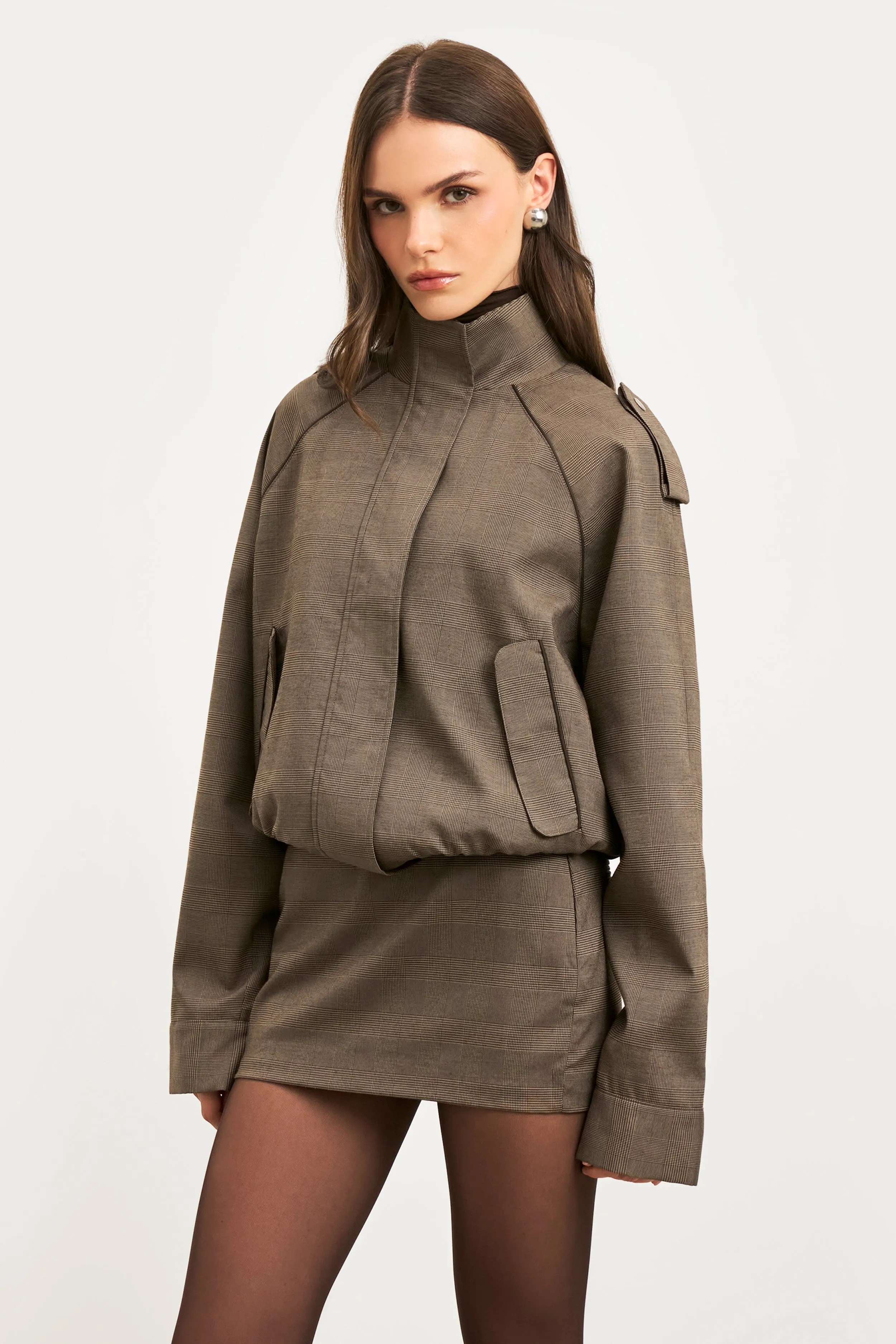 Smooth Cut Clean Cut Micro Skirt - Carob Check