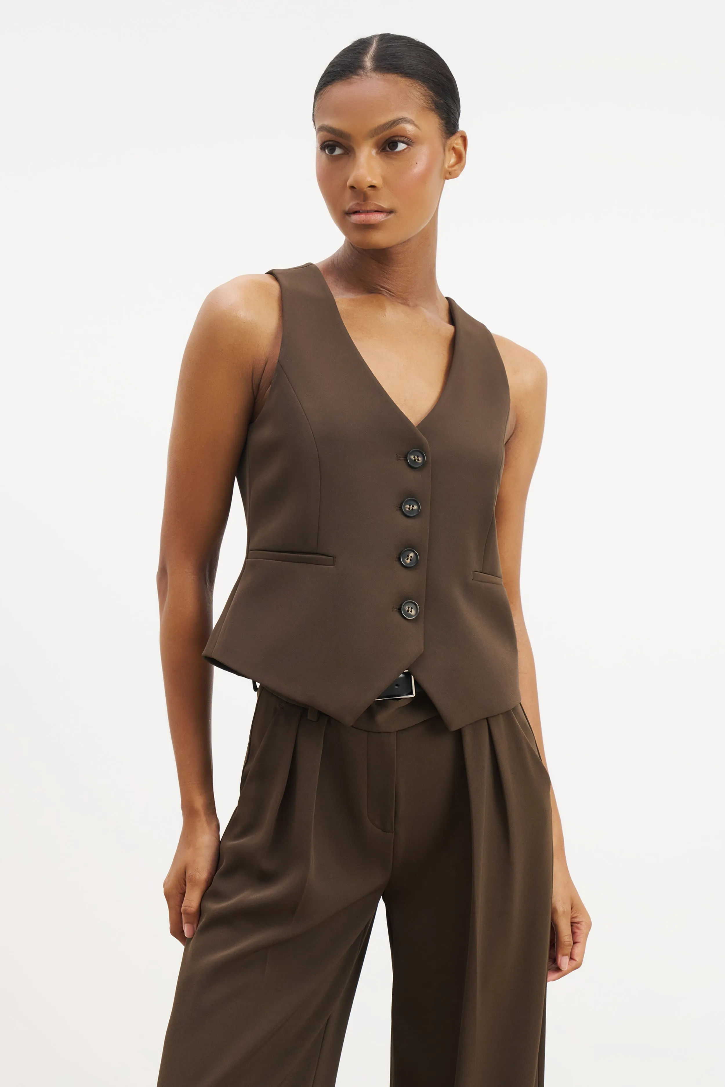 Clean Cut Waistcoat - Carob Lightweight Thermal