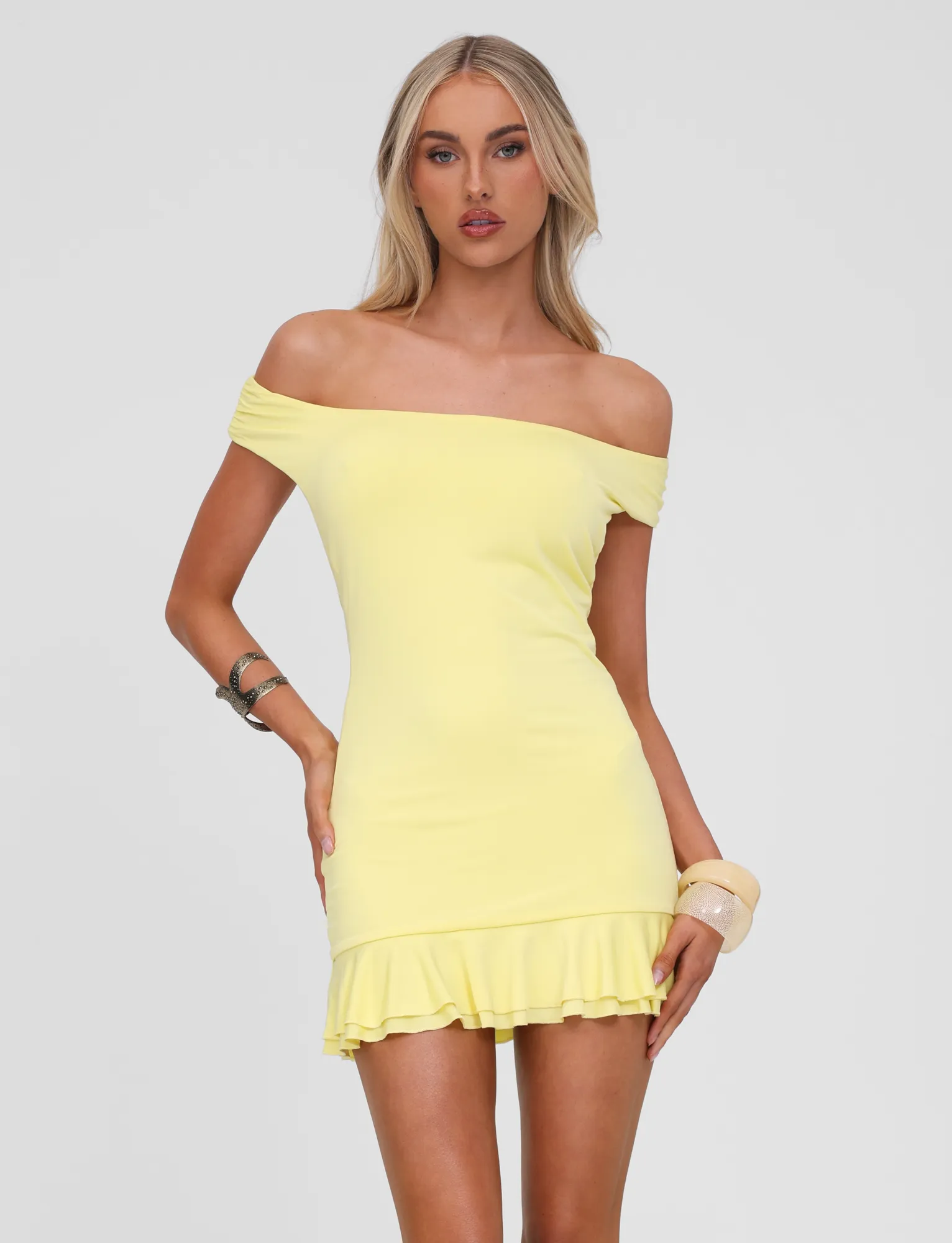 CLIA MINI DRESS - LEMON Bow Glow Dreamy Simplicity