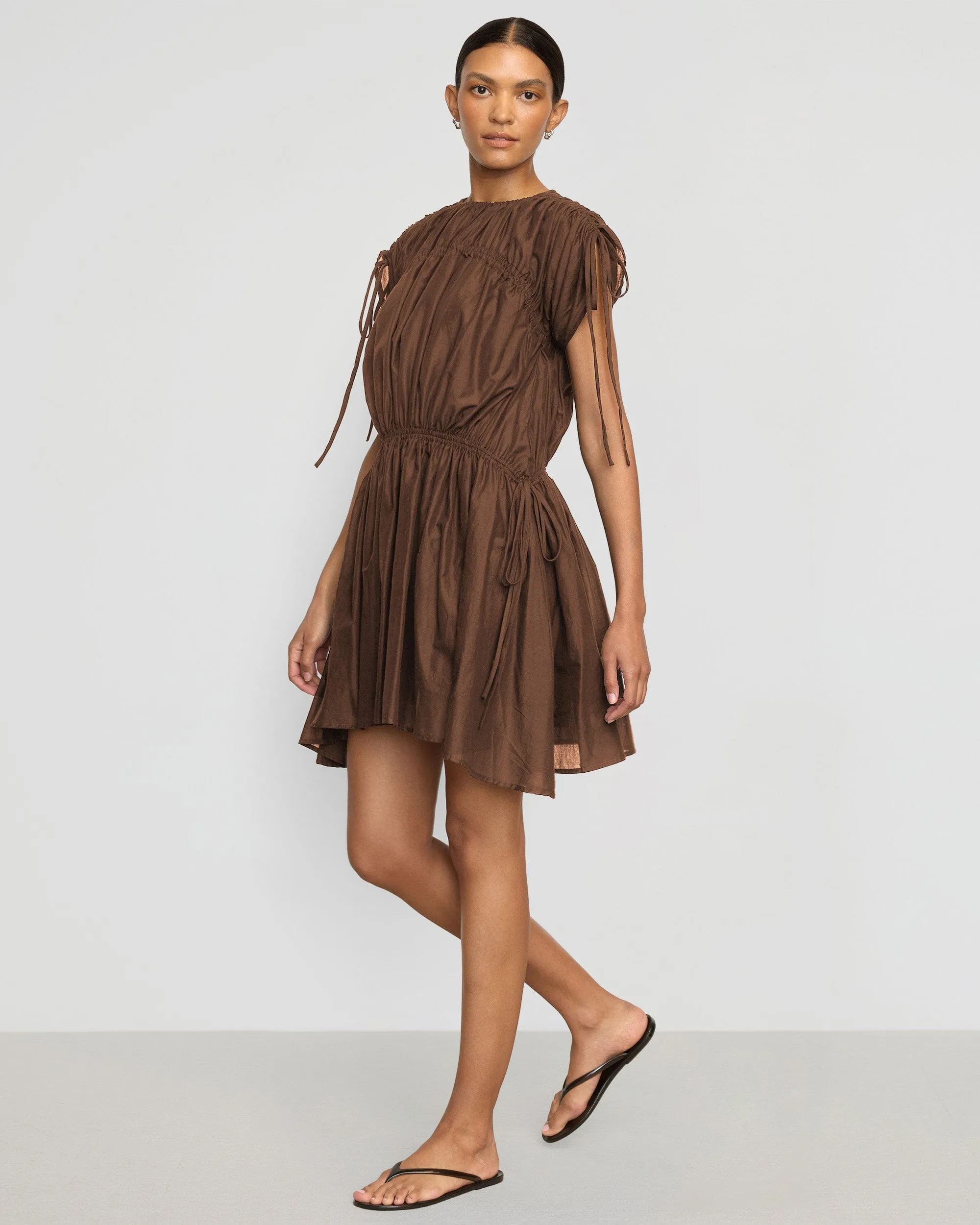 Akemi Tie-Shoulder Organic Cotton Dress flowy style Vibrant Hue