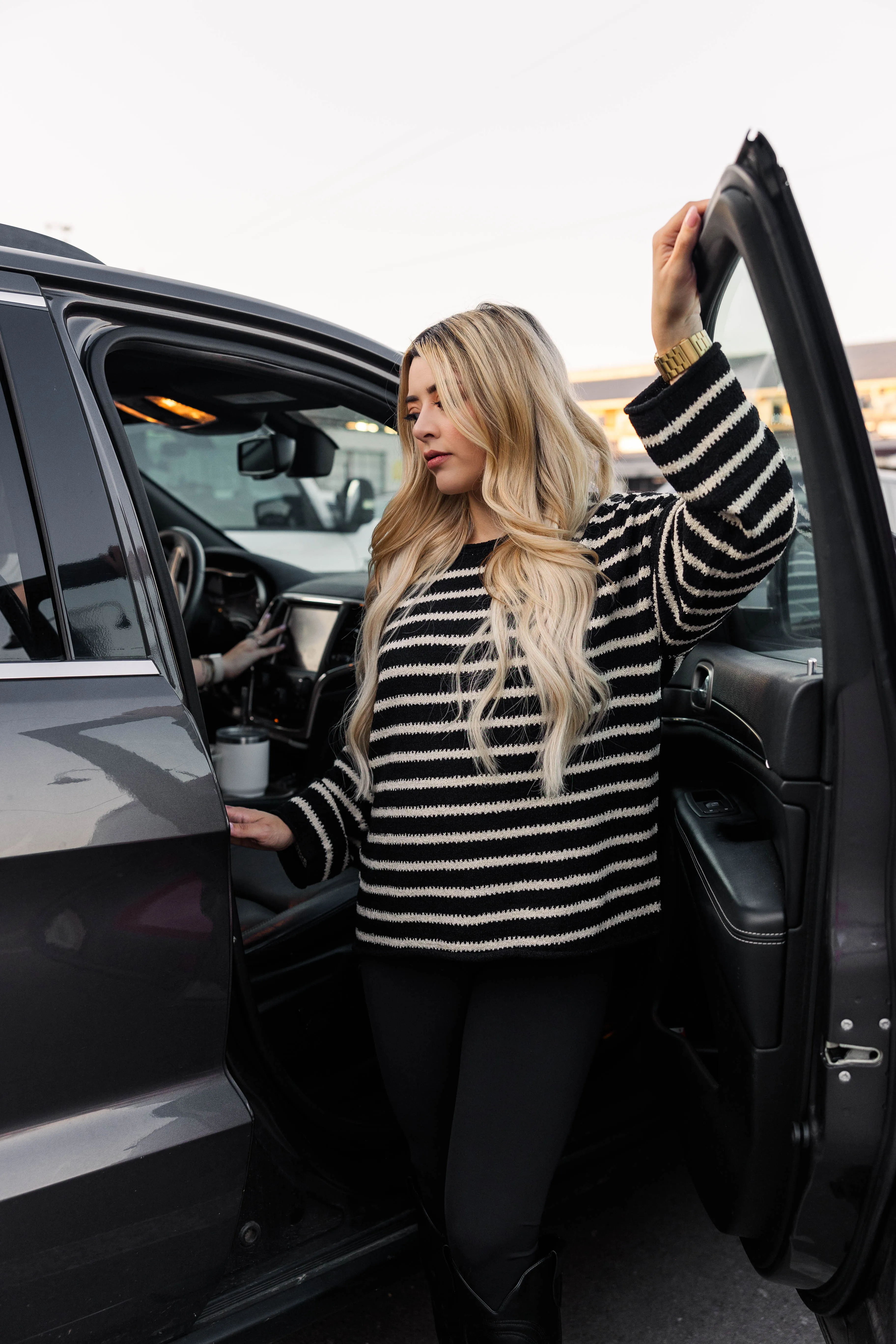 Coastal Stripes Pullover Sweater-Black Breathable Lining RibbedTrim