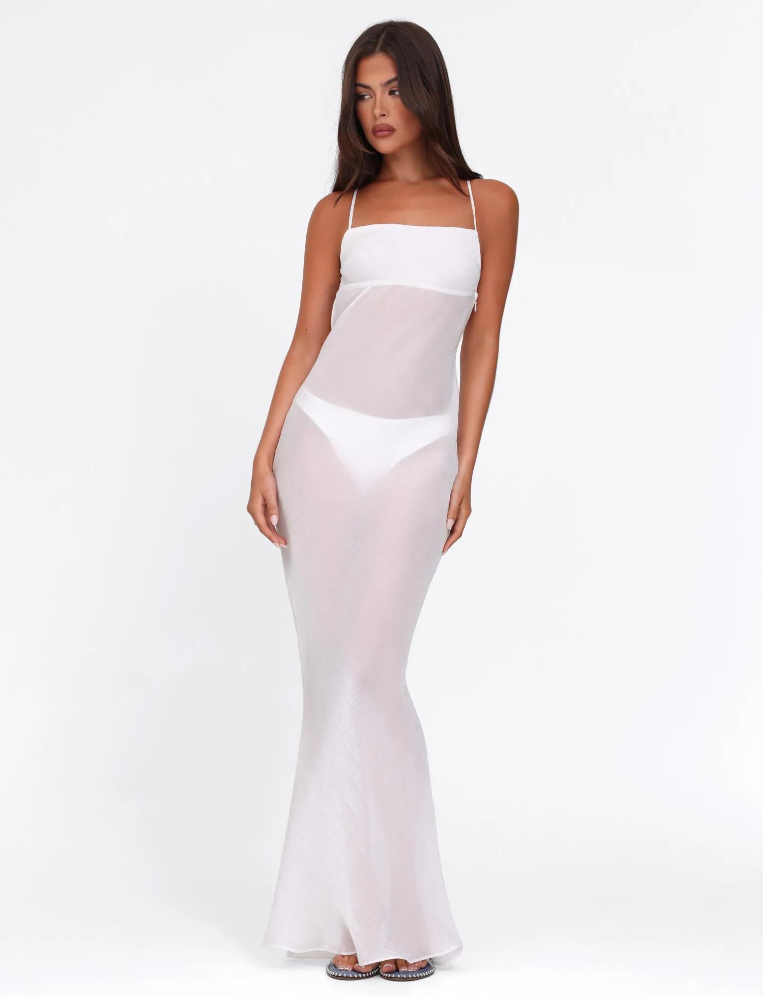 KIAH MAXI DRESS - WHITE : ICE Lace Detail