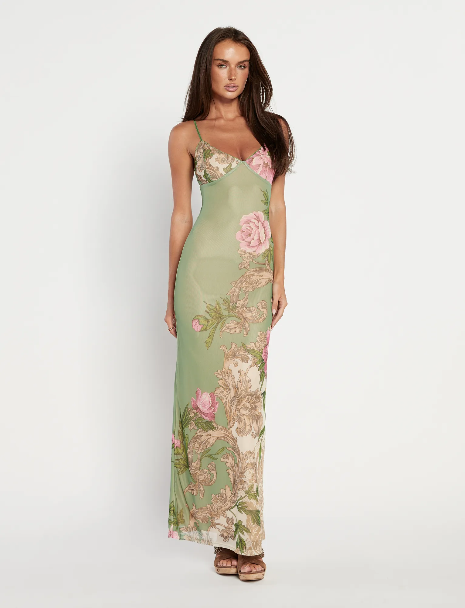 JULIANNA DRESS - GREEN : FLORAL : ROCCOCO FLORAL Mature Glam Cool Layers
