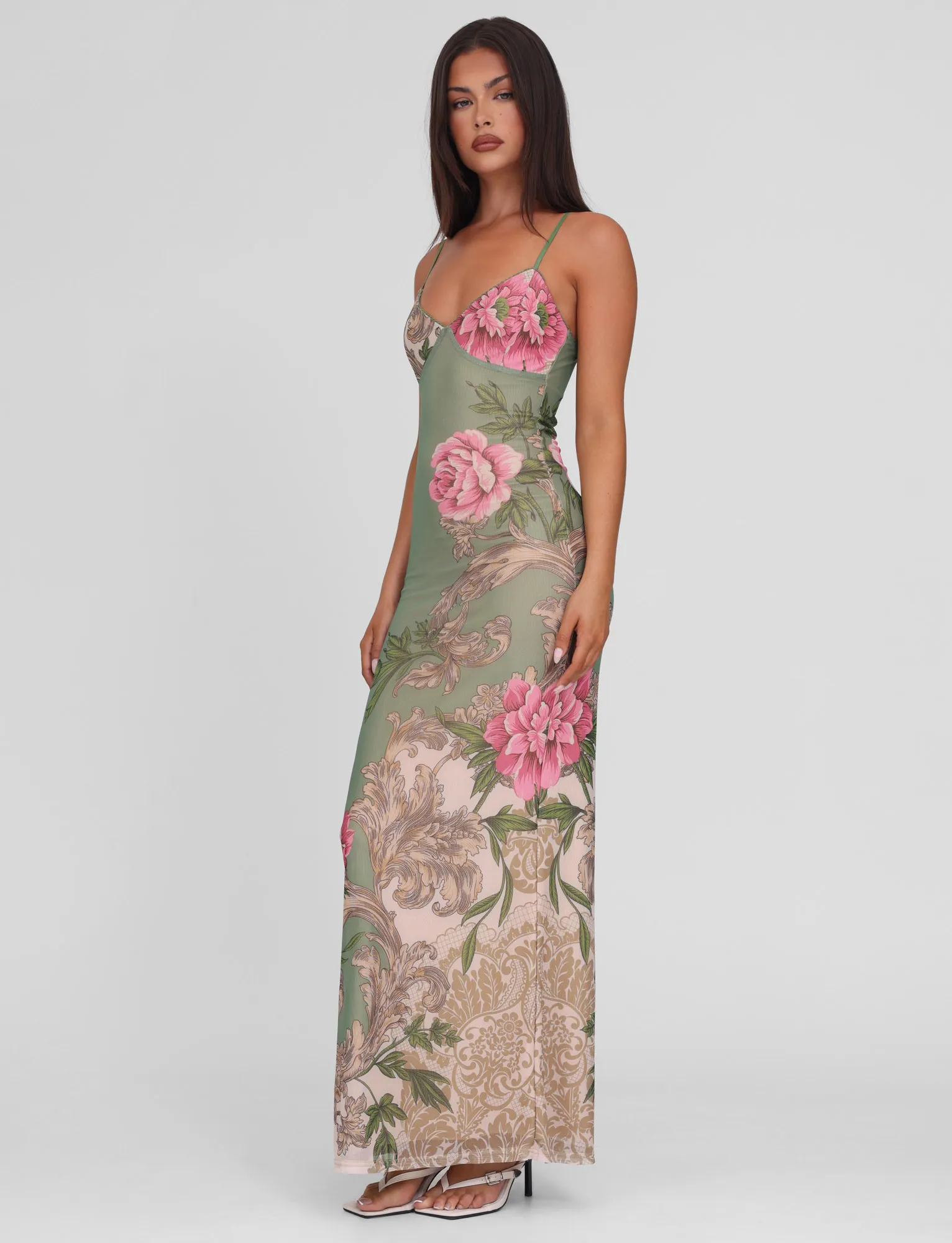 JULIANNA DRESS - GREEN : FLORAL : ROCCOCO FLORAL Versatile Fit