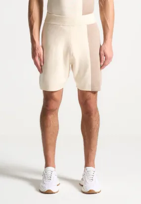 Pocket Reinforcement FlexibleWaistband Colour Block Knit Shorts - Black/Beige