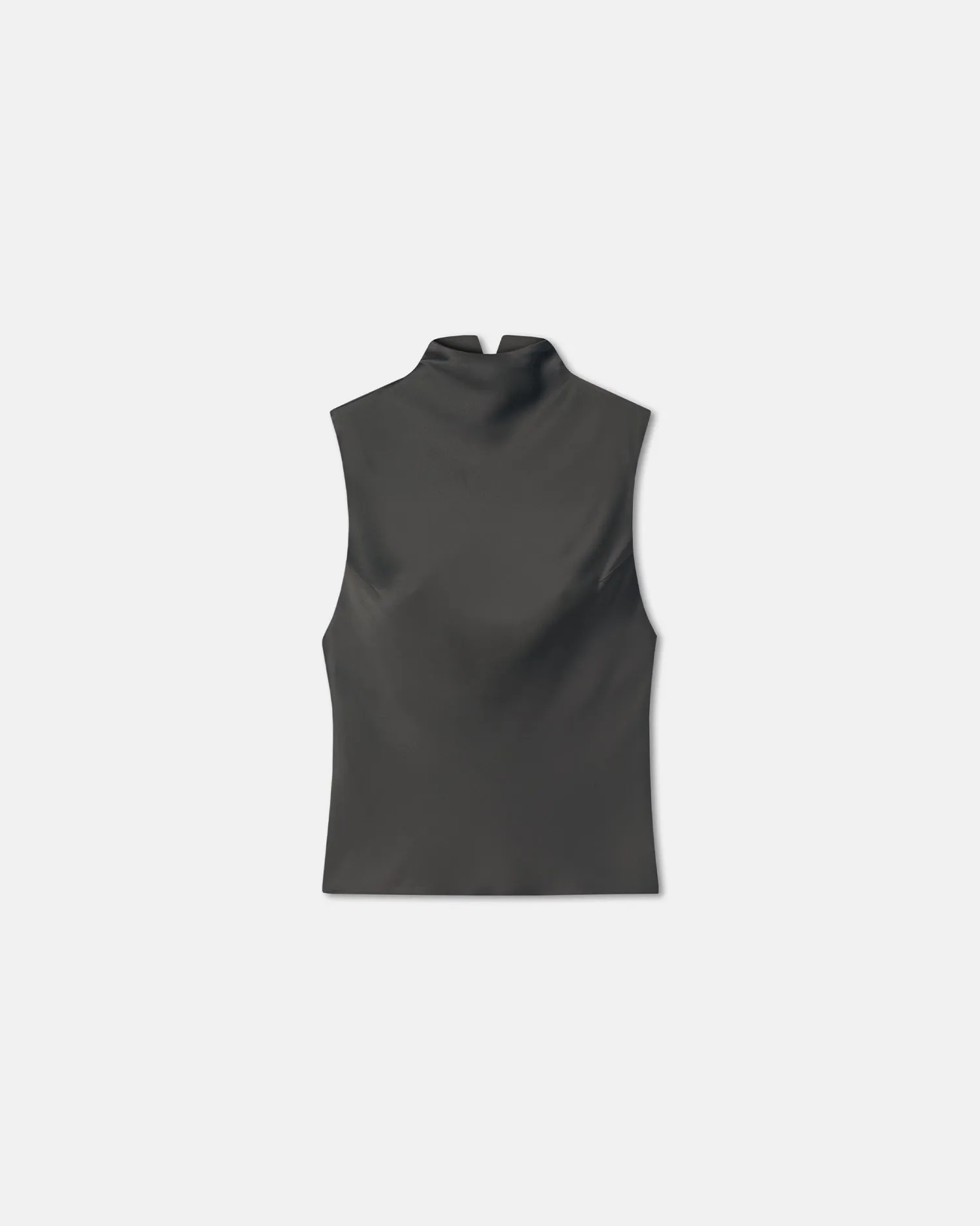 RawEdgedDesign MicrofiberBlend Colson - Slip Satin Turtleneck Top - Dark Green