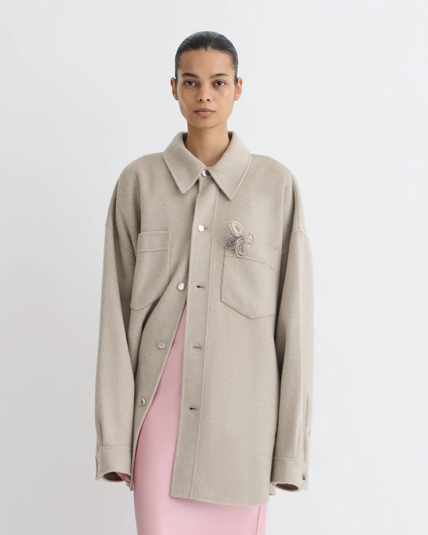 Martin - Double Wool Overshirt - Stone Transparency