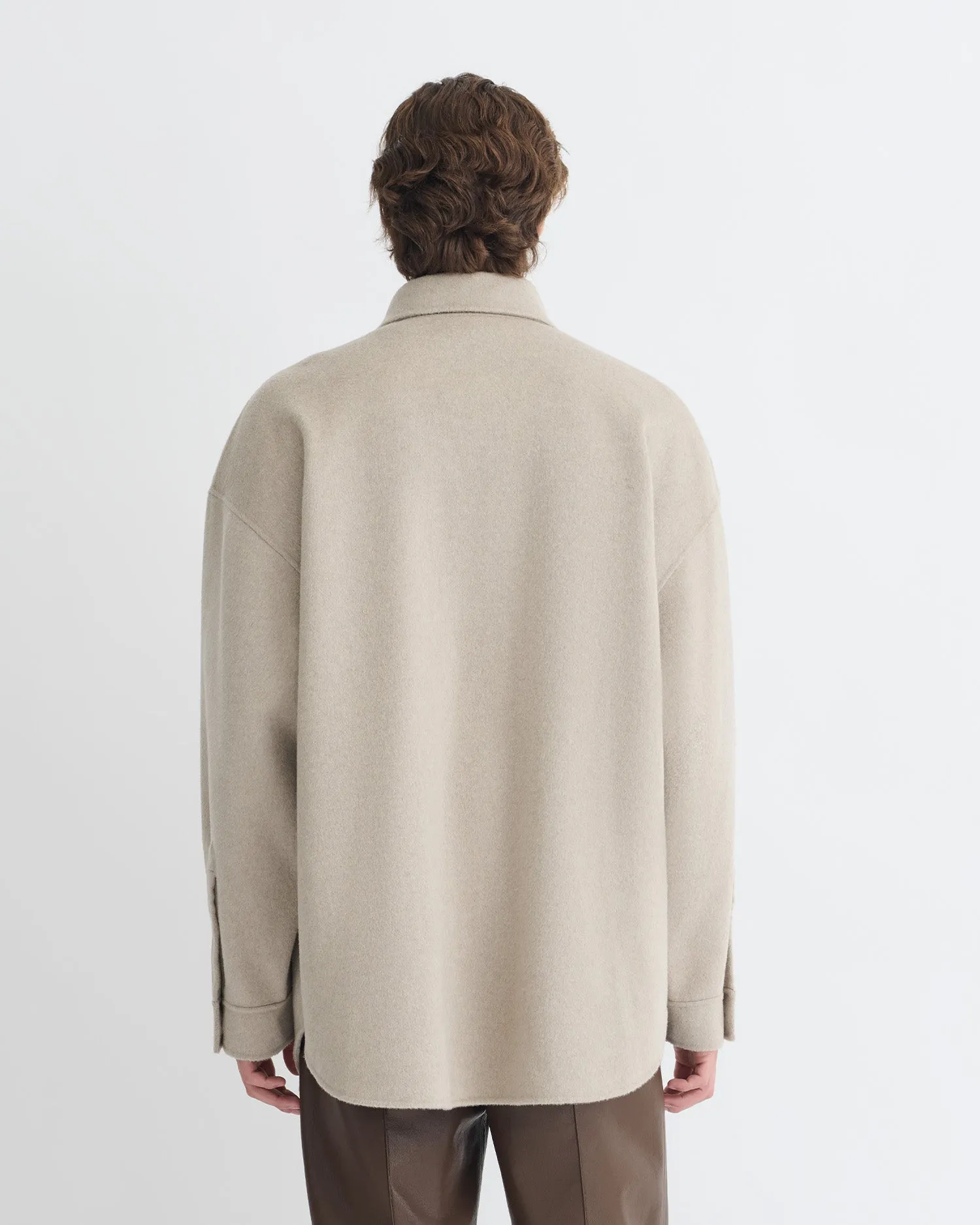 Martin - Double Wool Overshirt - Stone Tailored-fit-design-attribute Recyclable