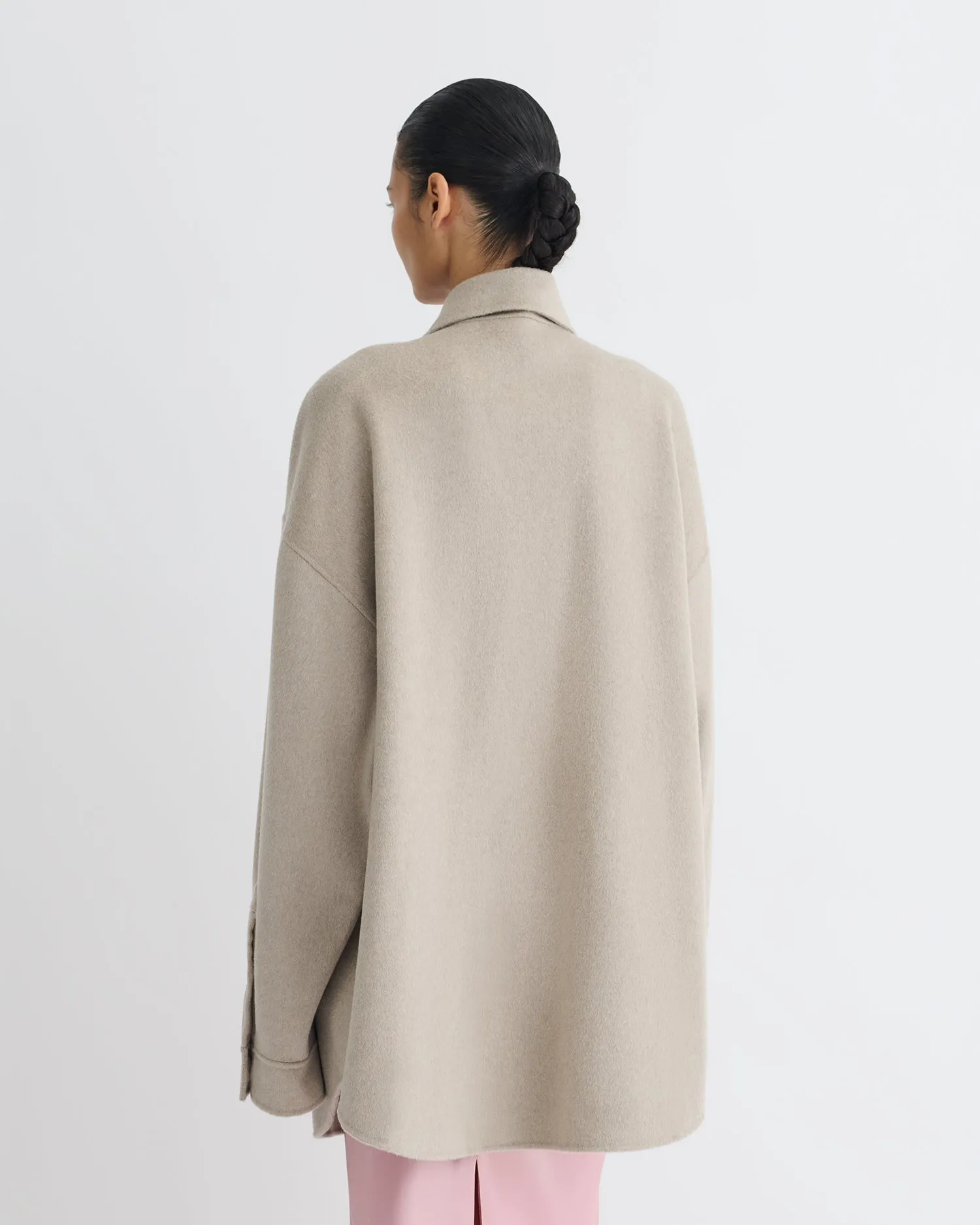 Martin - Double Wool Overshirt - Stone TactileWeave