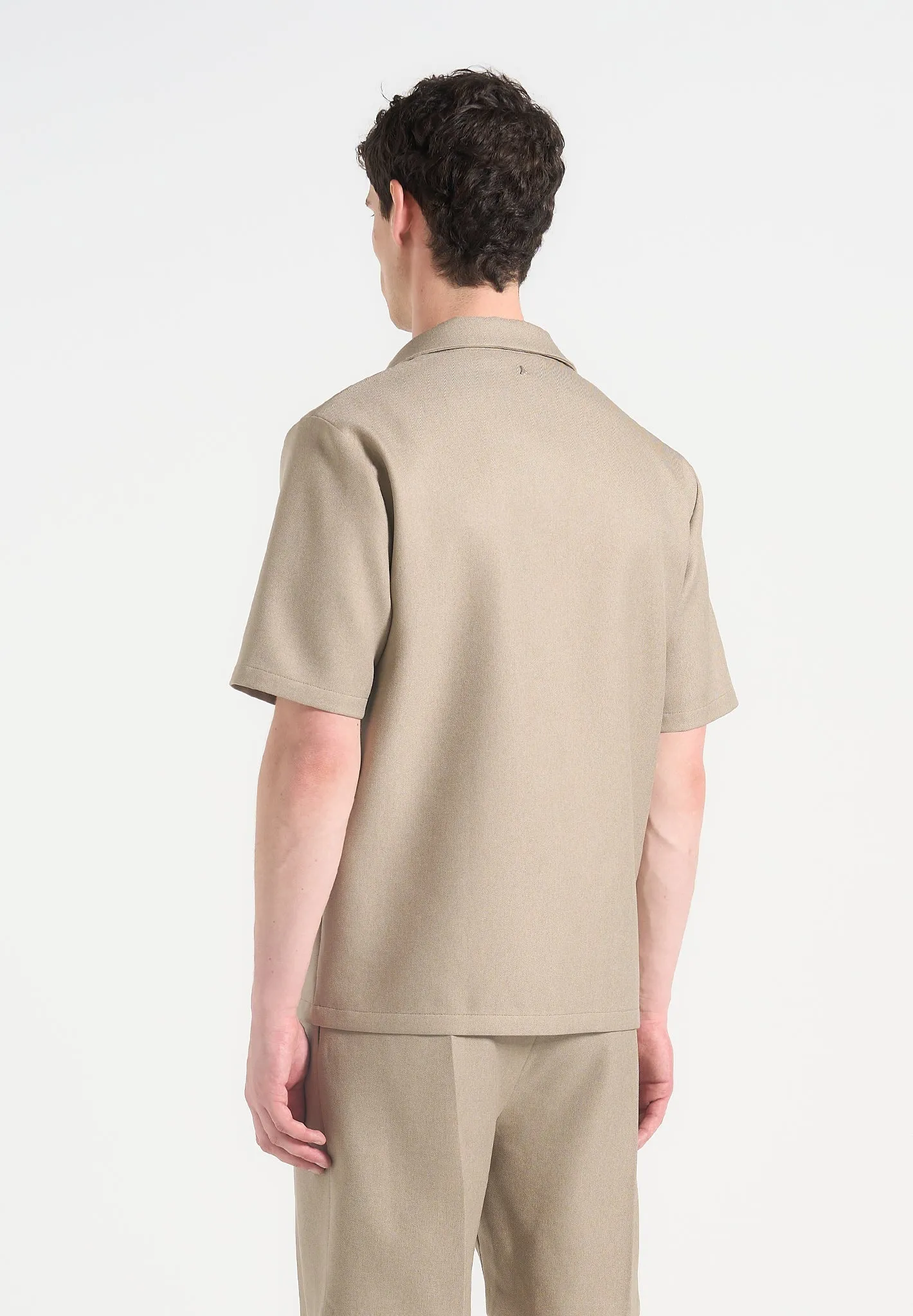 Long Sleeve Polo Felix - Tailored Shirt With Crease - Beige