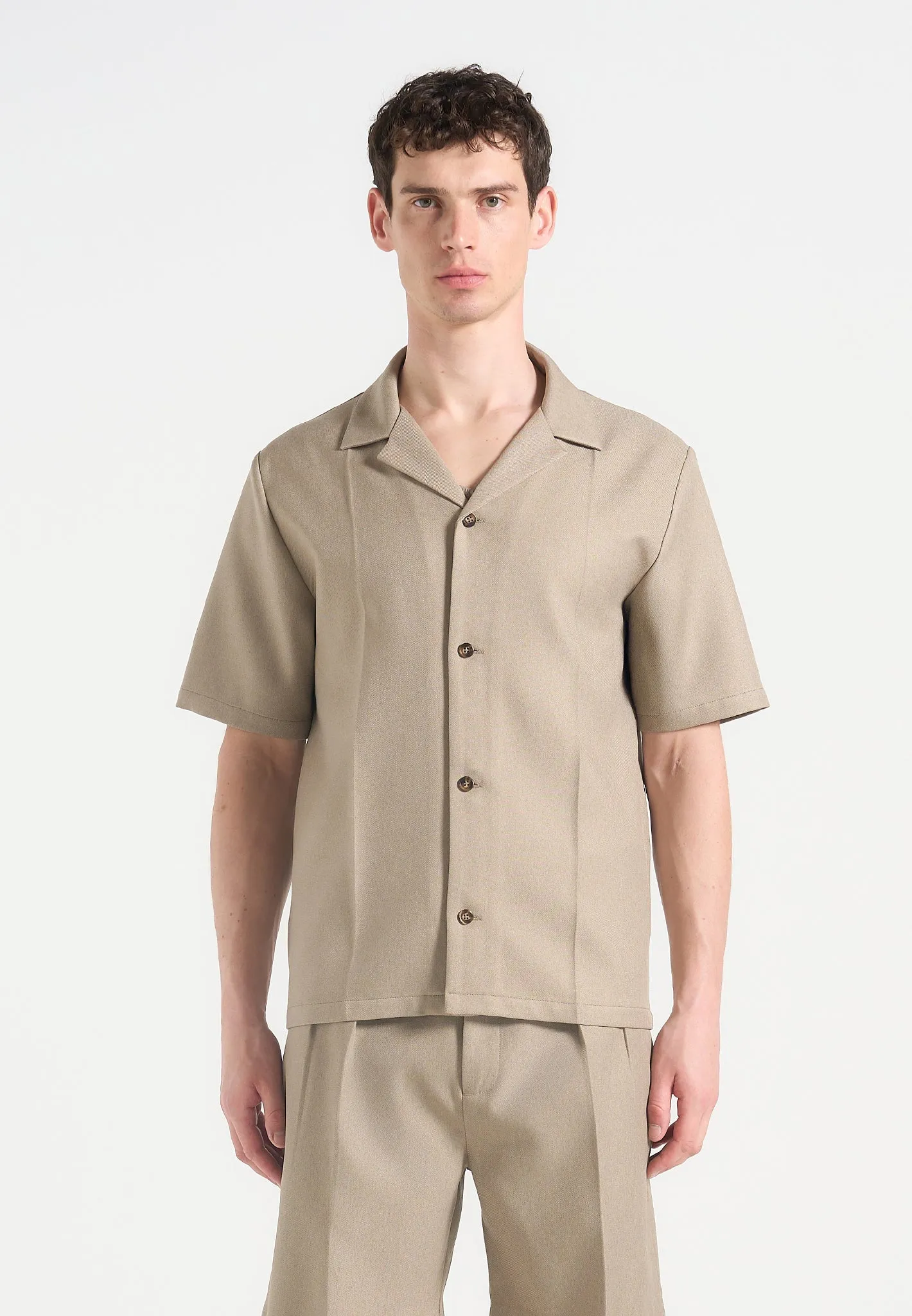 Easy Fit Layered Collar System Felix - Tailored Shirt With Crease - Beige
