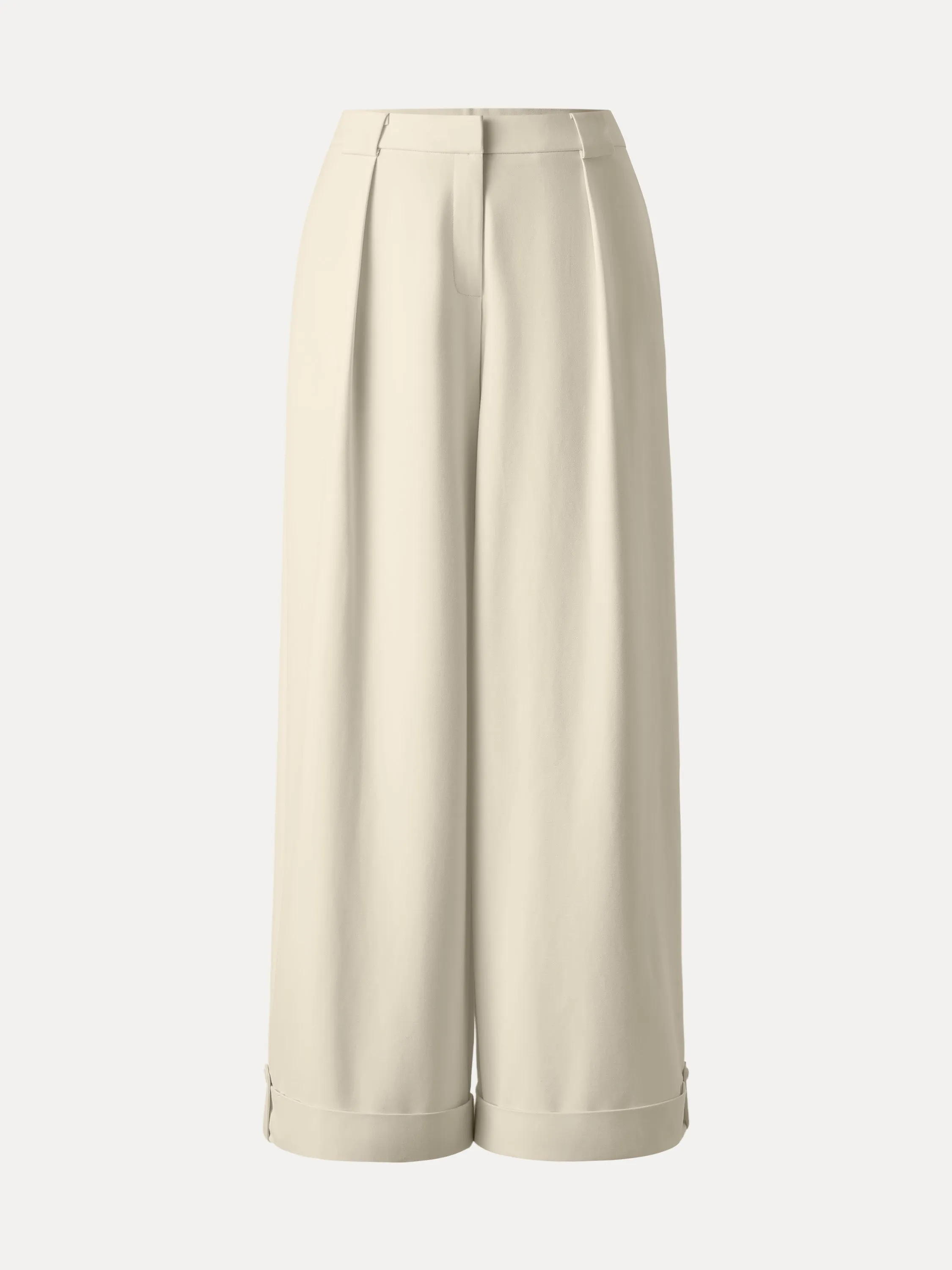 Timeless Utility HiddenDrawcord Bamboo Ponte Mid Rise Wide Leg Trouser with Fold-up Hem