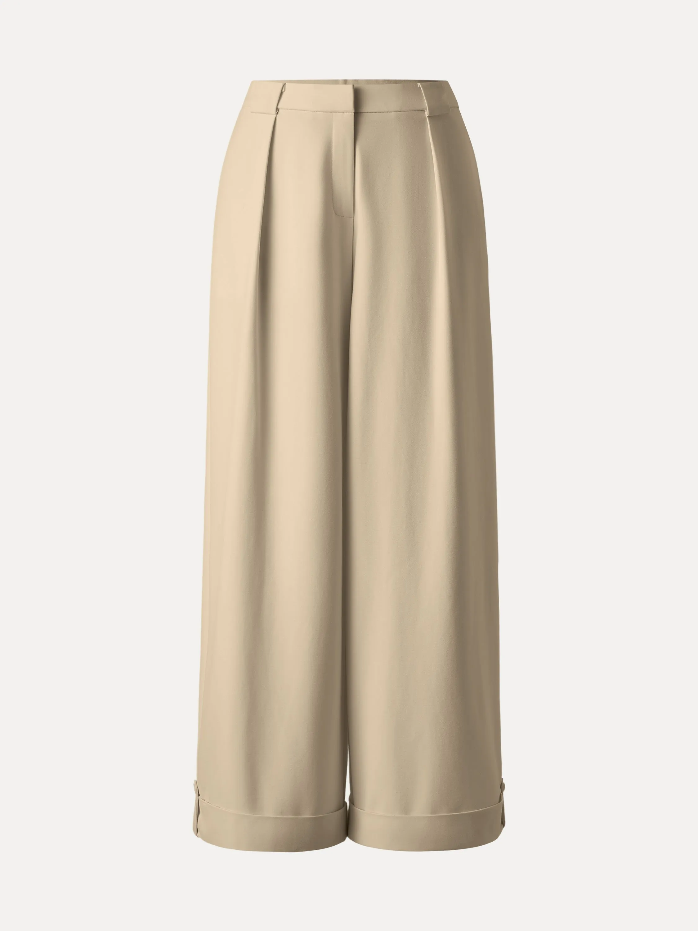 Move Freely Bamboo Ponte Mid Rise Wide Leg Trouser with Fold-up Hem