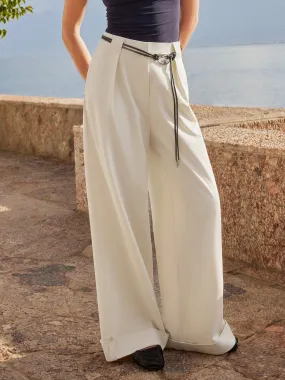 UVProtectiveLayer Bamboo Ponte Mid Rise Wide Leg Trouser with Fold-up Hem