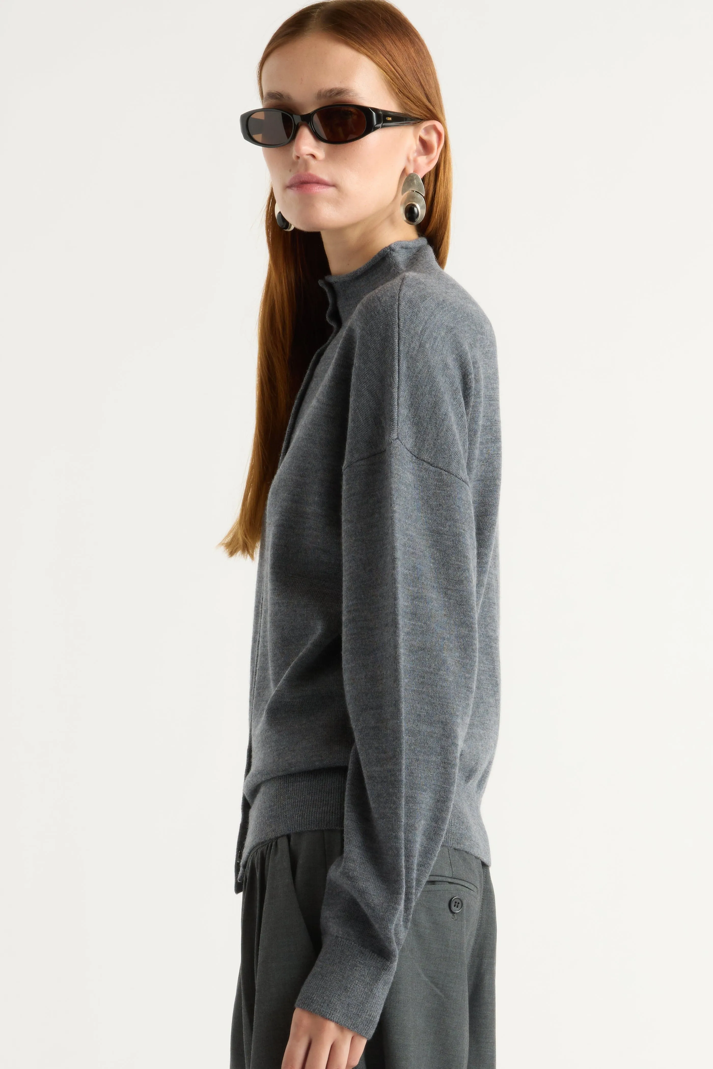 Sleek Design Charlee Lightweight Wool Button Cardigan