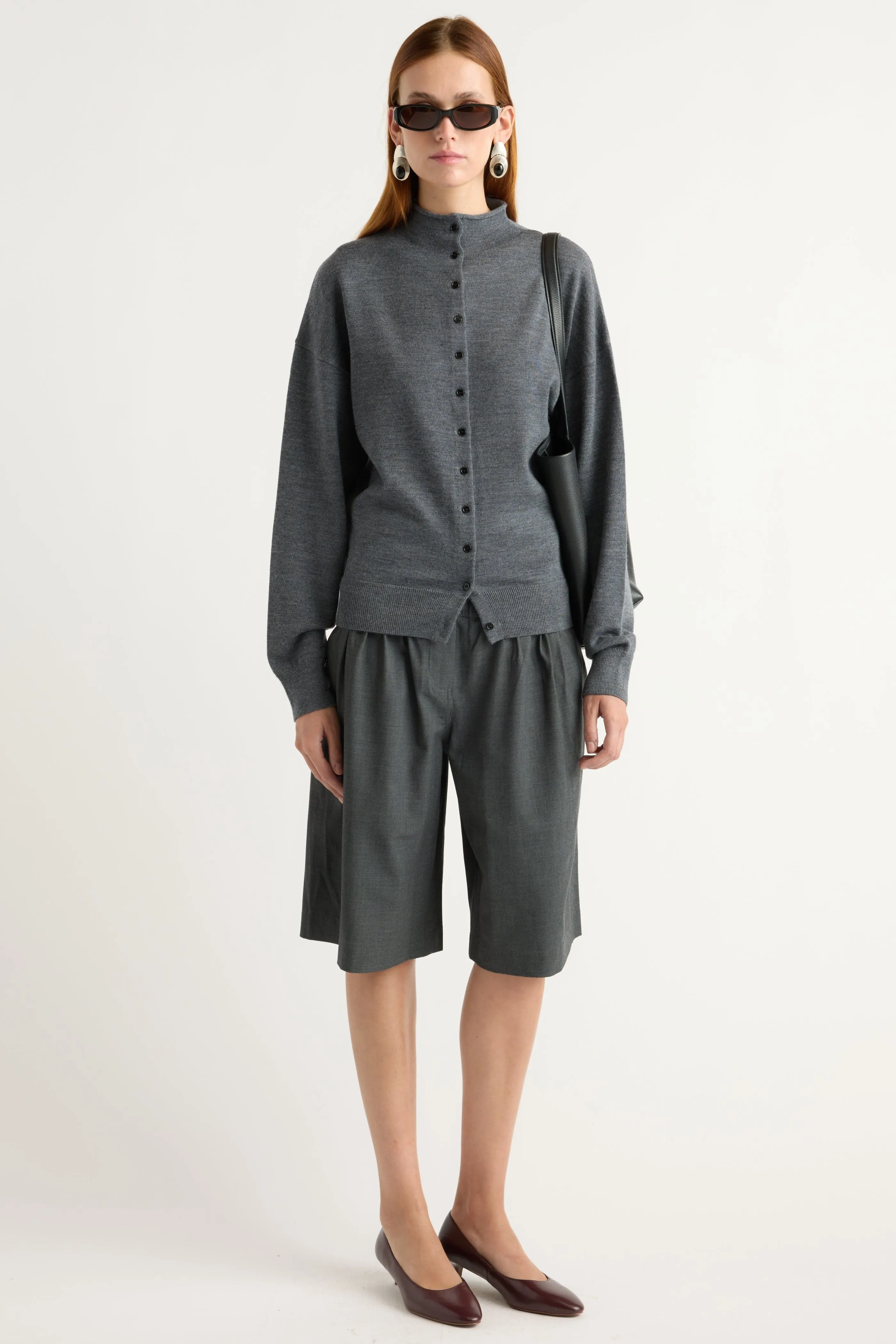 Cozy Wear Charlee Lightweight Wool Button Cardigan