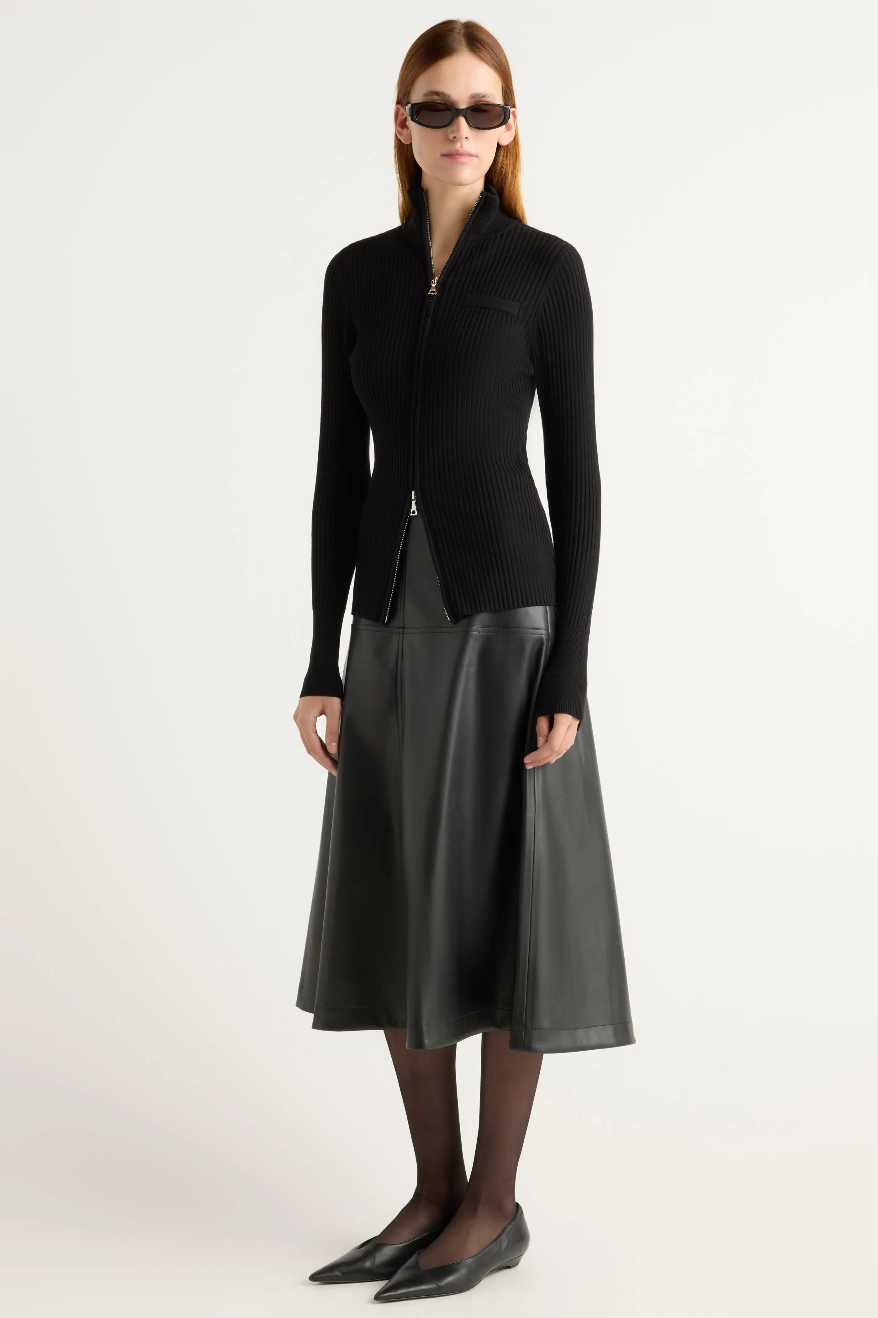 Kaine Ribbed Two-Way Zip Sweater Lightweight Thermal Functional Layers