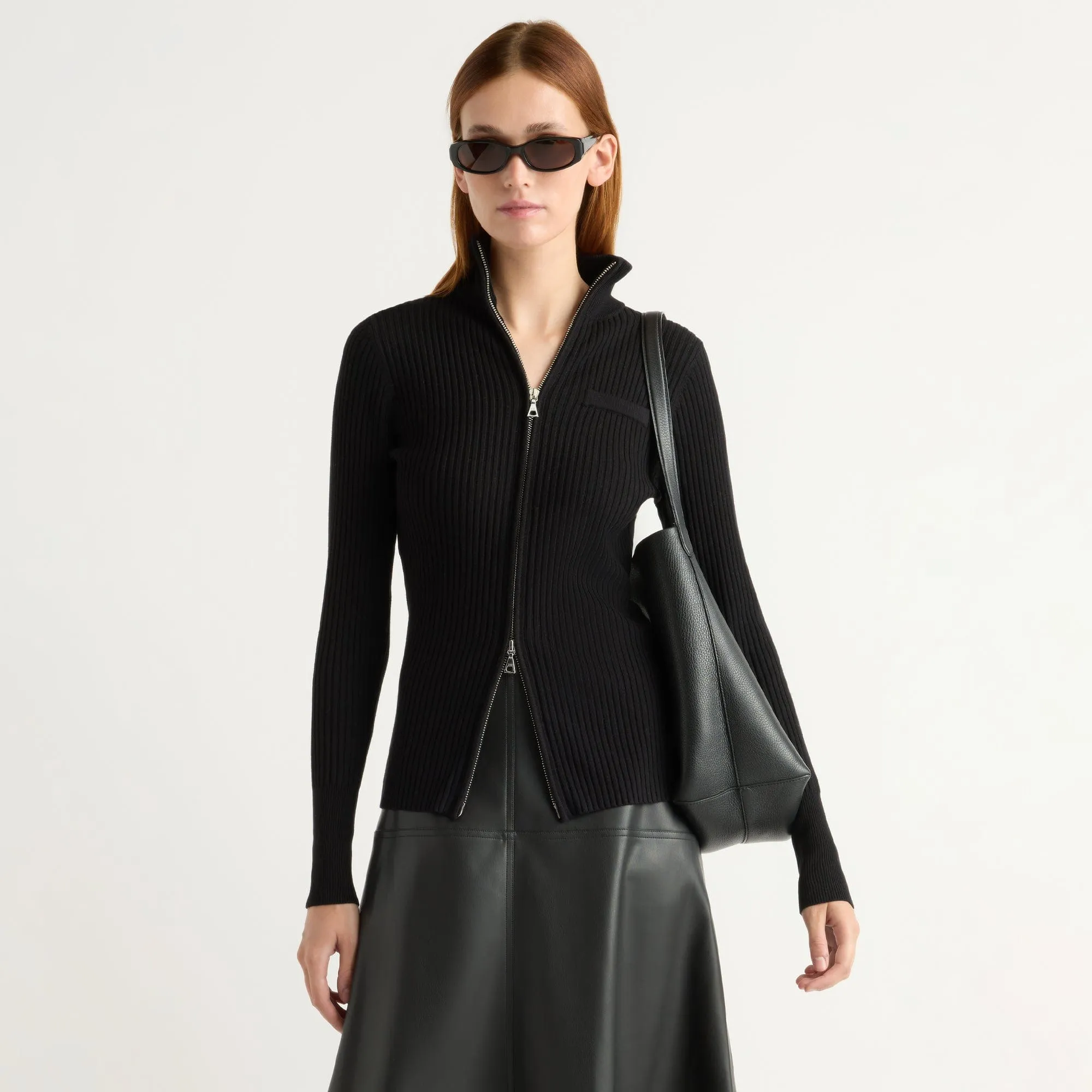 Kaine Ribbed Two-Way Zip Sweater Relaxed Fit