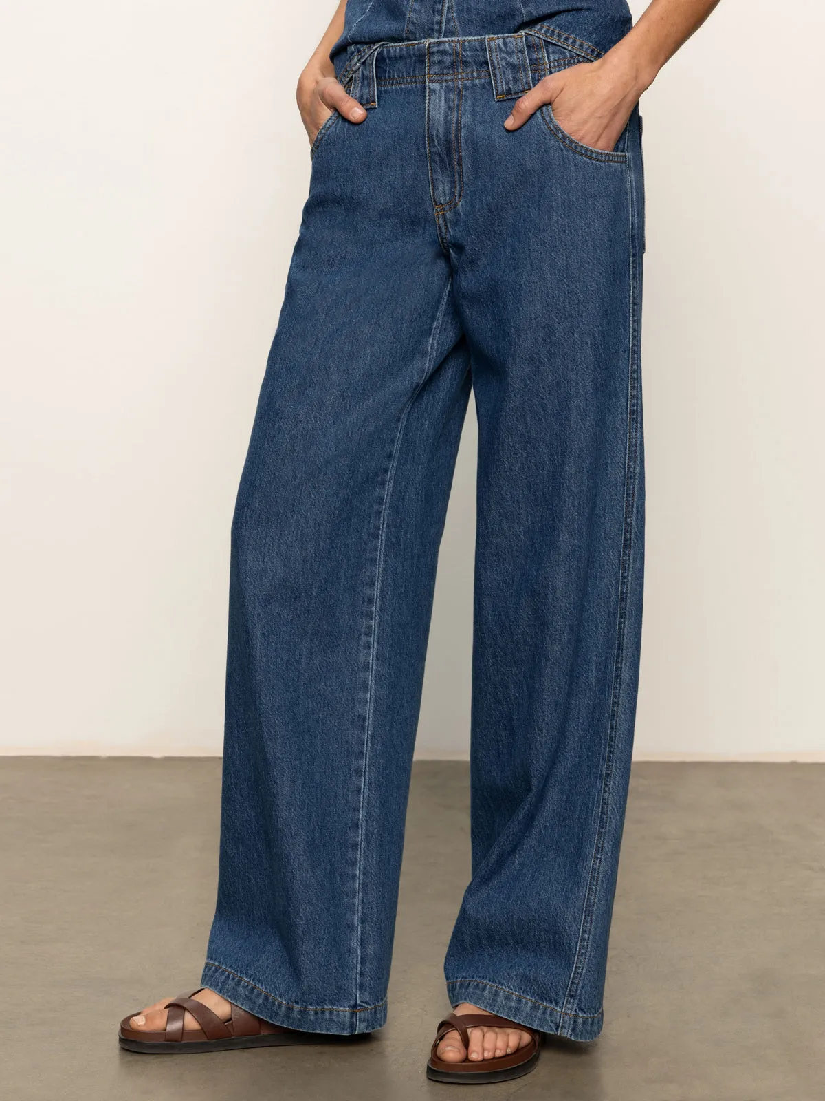High Waist Utility Style Arden Wide Leg Jeans Perfect Storm