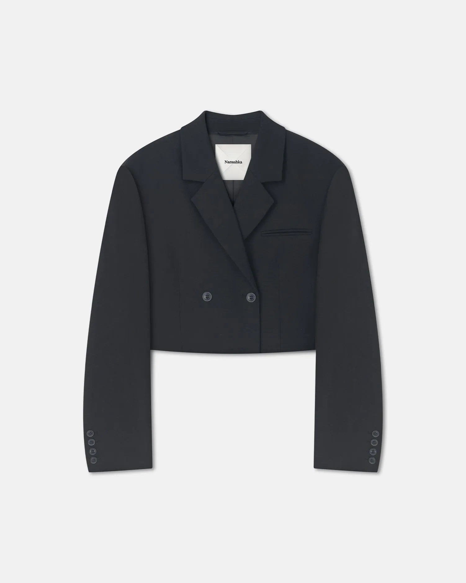 Rony - Cropped Crepe Twill Blazer - Black ColorfastMaterial Breathable Mesh Back