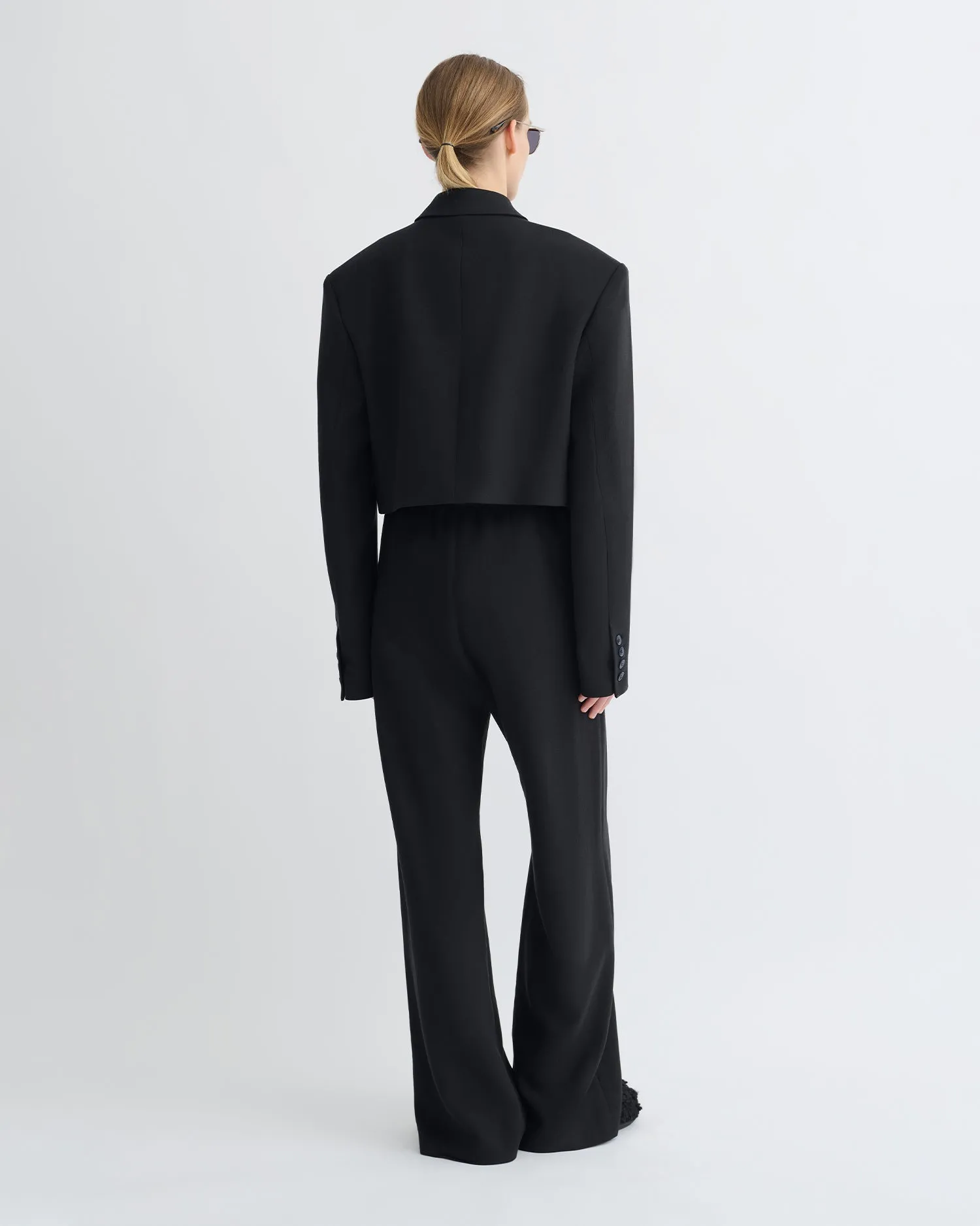 Rony - Cropped Crepe Twill Blazer - Black Green fictional