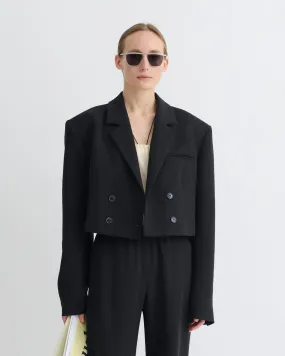 thrift store Rony - Cropped Crepe Twill Blazer - Black