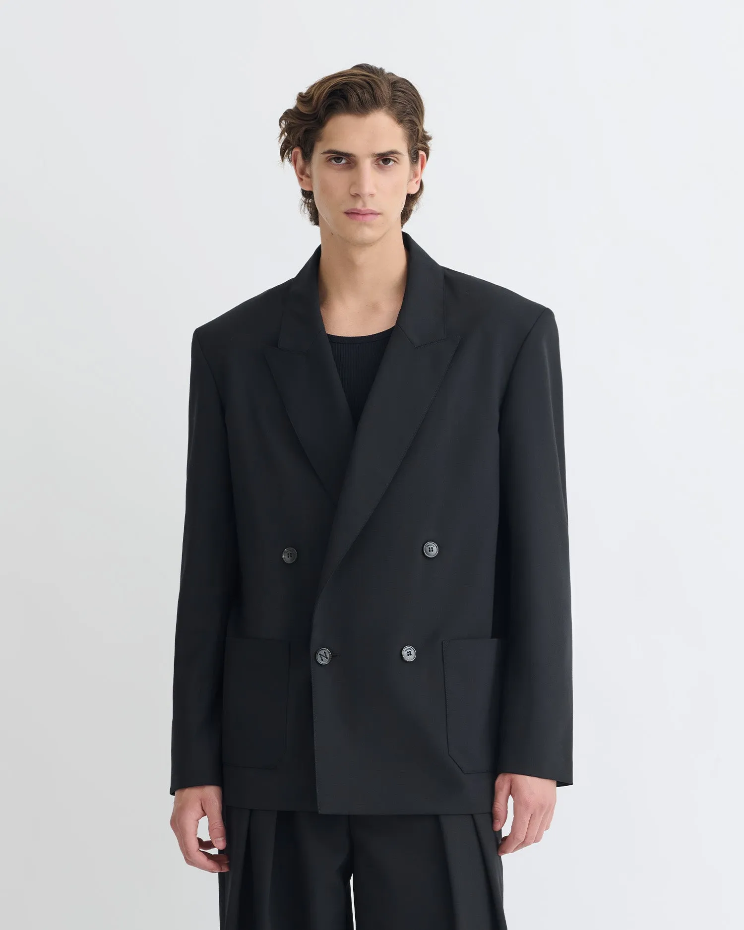 Derik - Relaxed Blazer - Black Chiffon