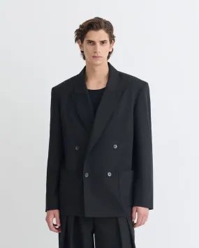 Derik - Relaxed Blazer - Black Chiffon