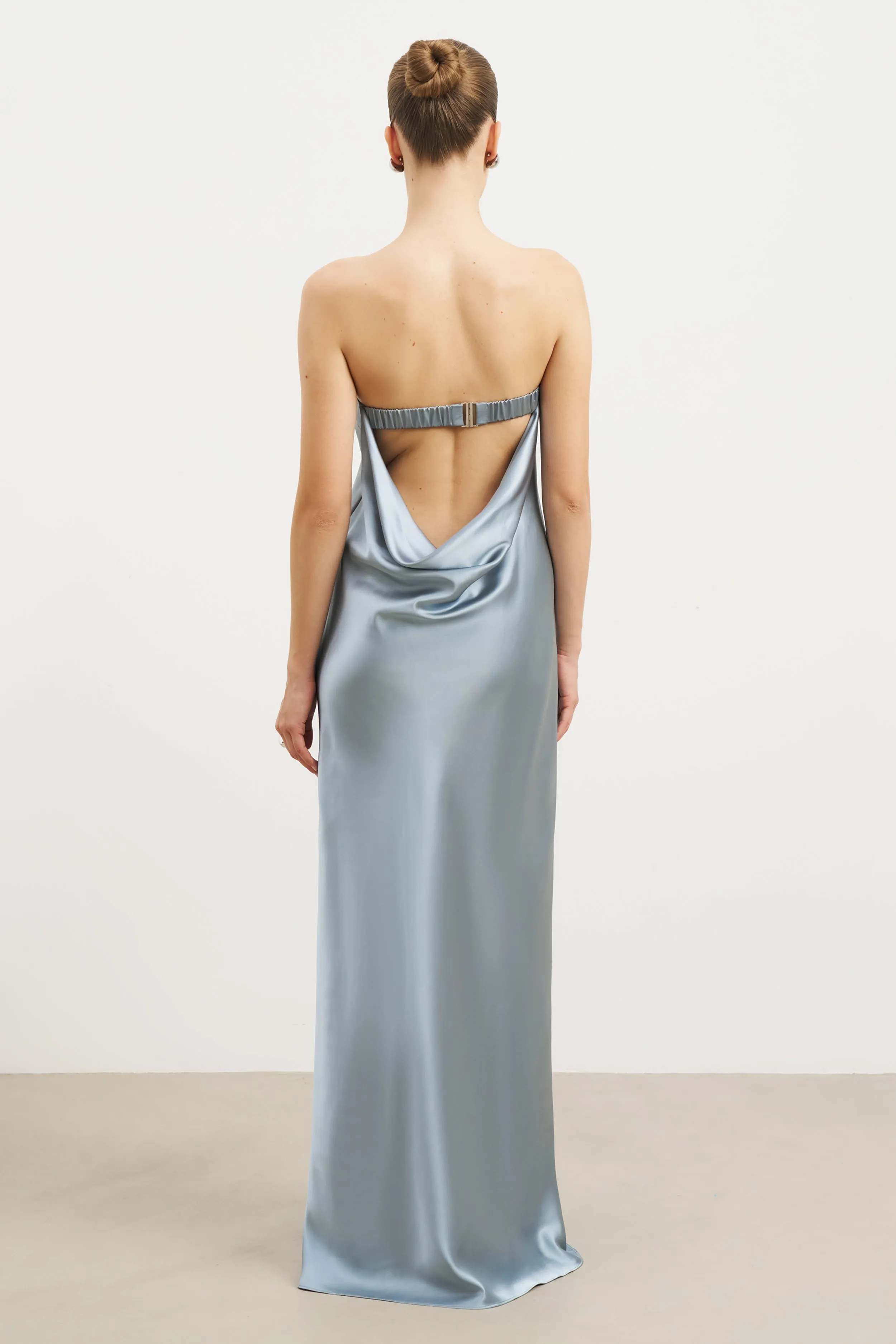 Satin Cowl Back Maxi Dress - Seafoam Warm-Layer