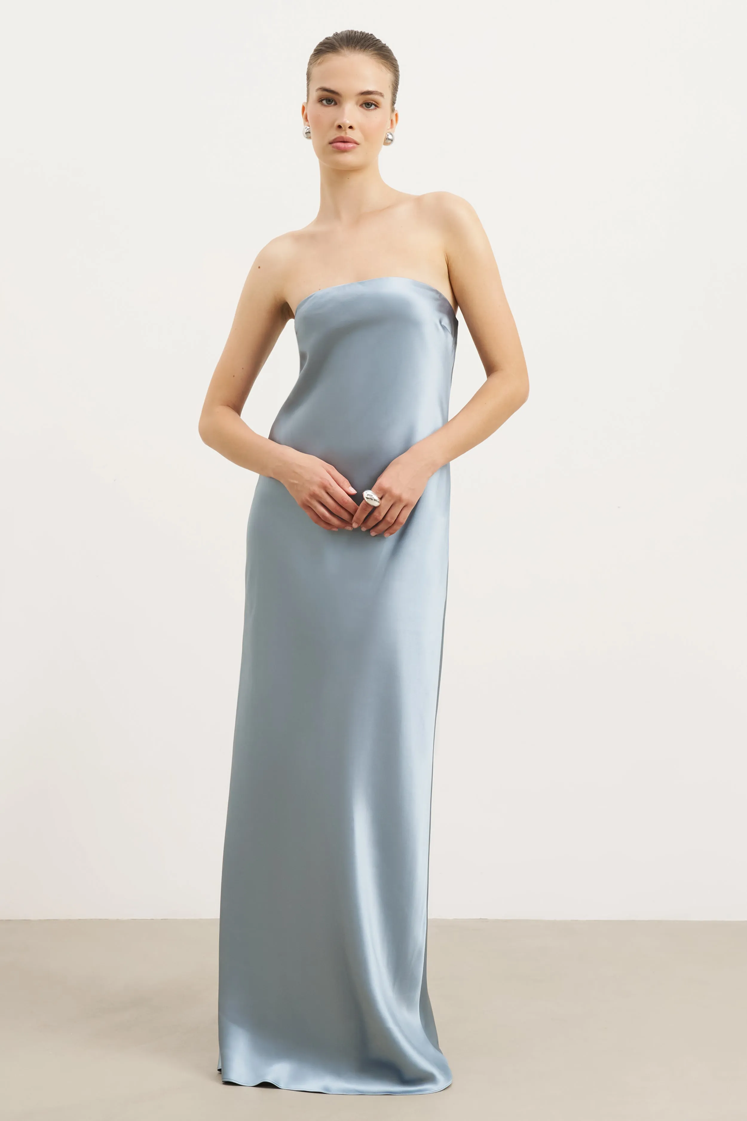 Satin Cowl Back Maxi Dress - Seafoam All-Purpose Wear Easy Style